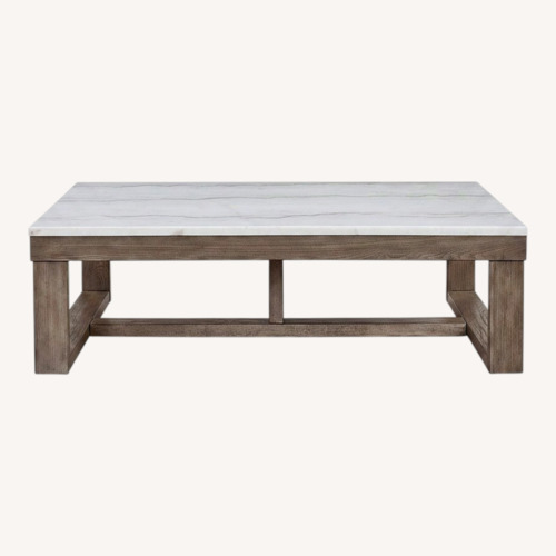 Used Ashley Furniture Loyaska White Marble Coffee Table for sale on AptDeco
