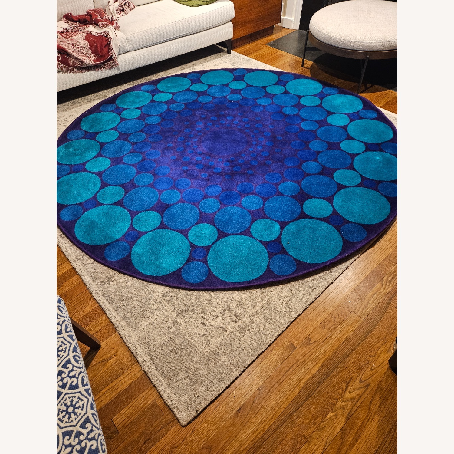 Vintage/Antique Blue Wool Area Rug 9' x 96' - image-3