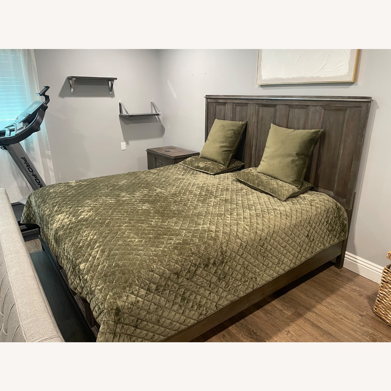 Dark Brown Wood King Bed - image-2