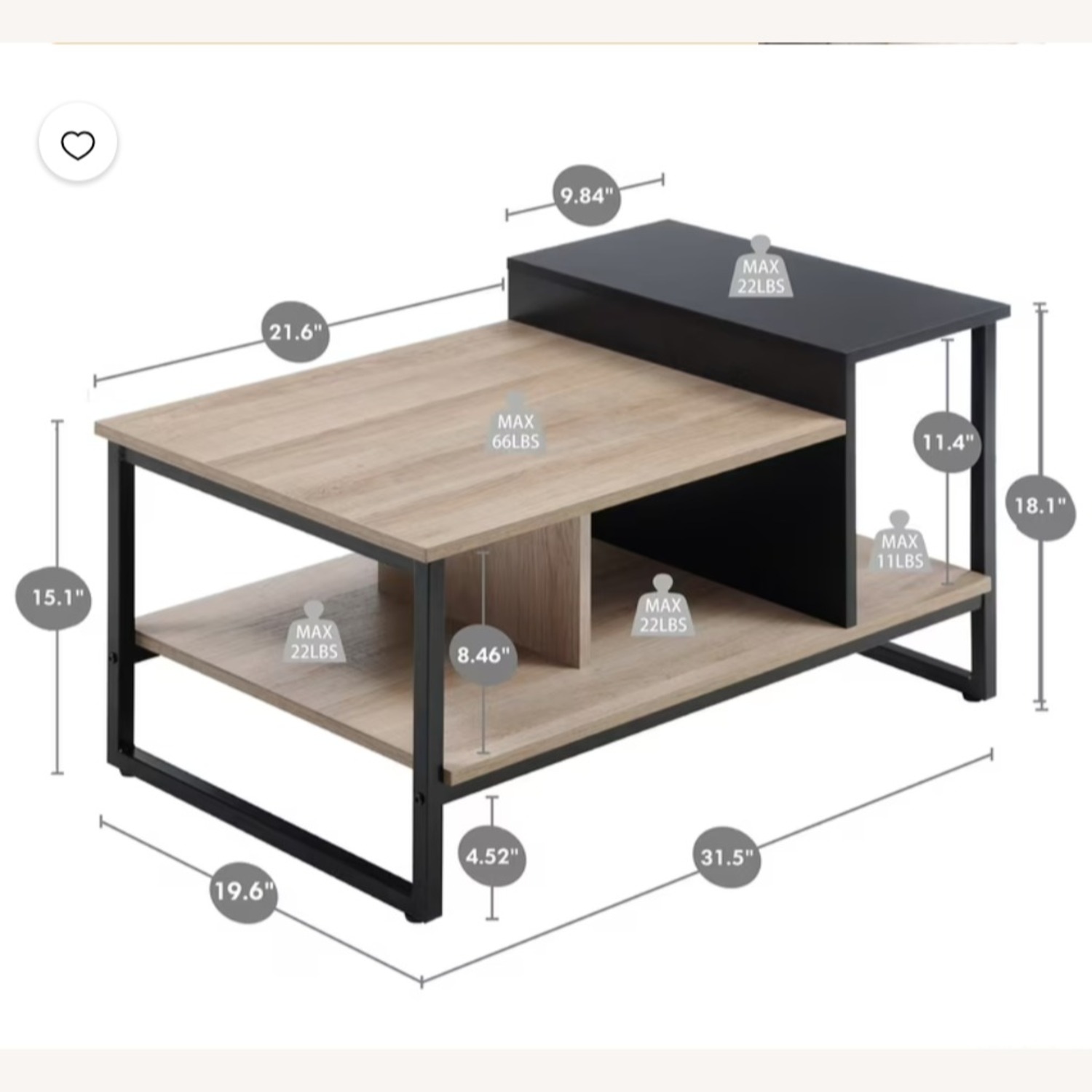 Walmart Homooi Light Brown Wood Coffee Table - image-3