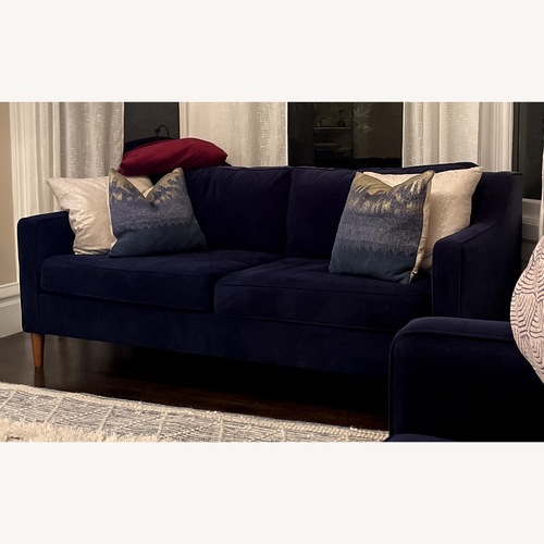 Used West Elm Paidge Blue Velvet 2 Seater Sofa for sale on AptDeco
