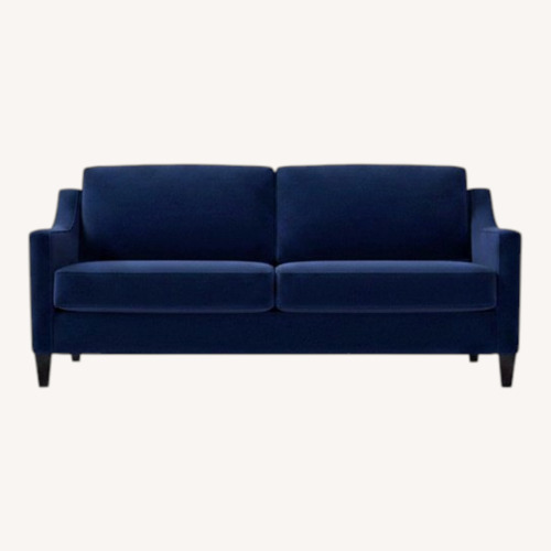 Used West Elm Paidge Blue Velvet 2 Seater Sofa for sale on AptDeco