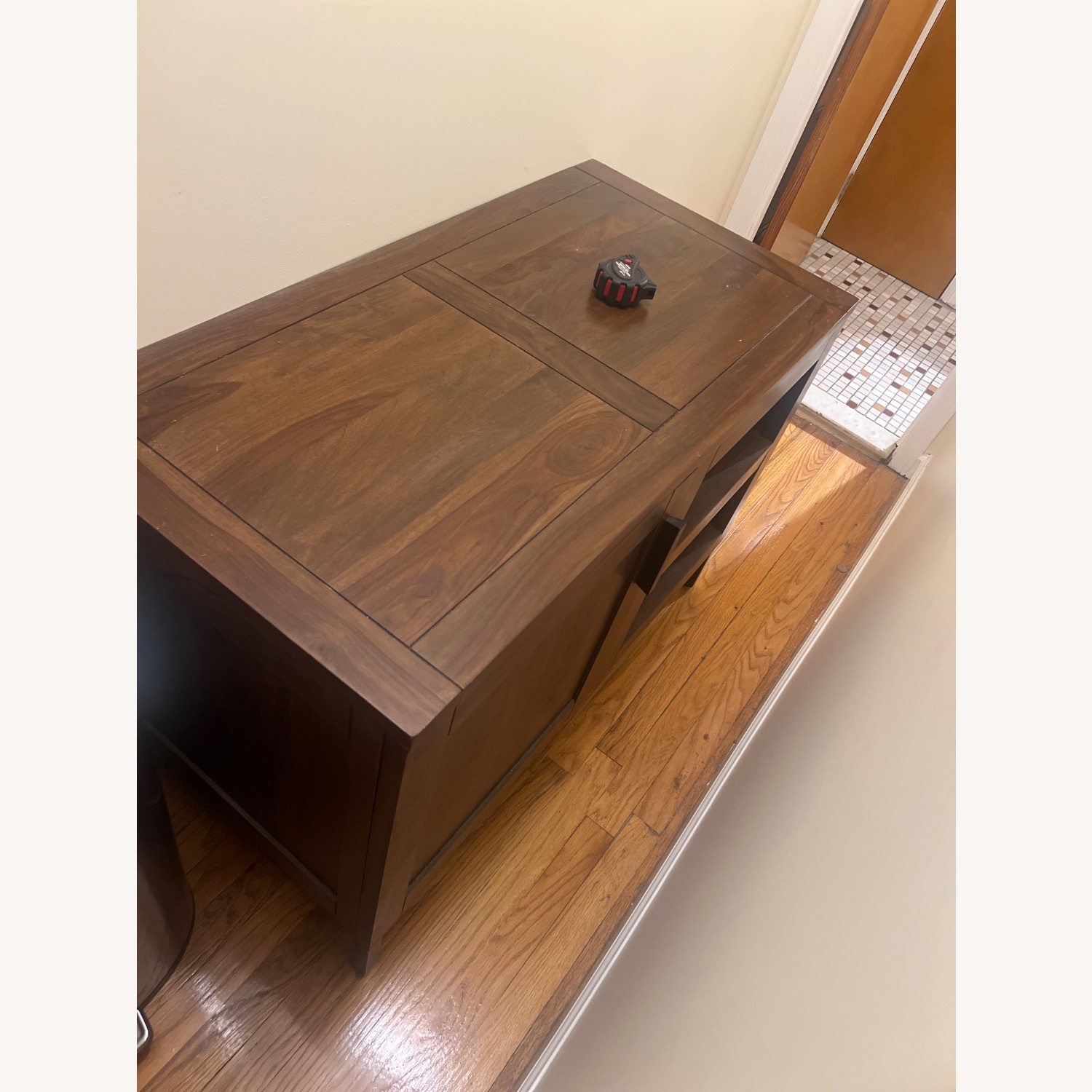 Crate & Barrel Dark Brown Wood Media Storage - image-2
