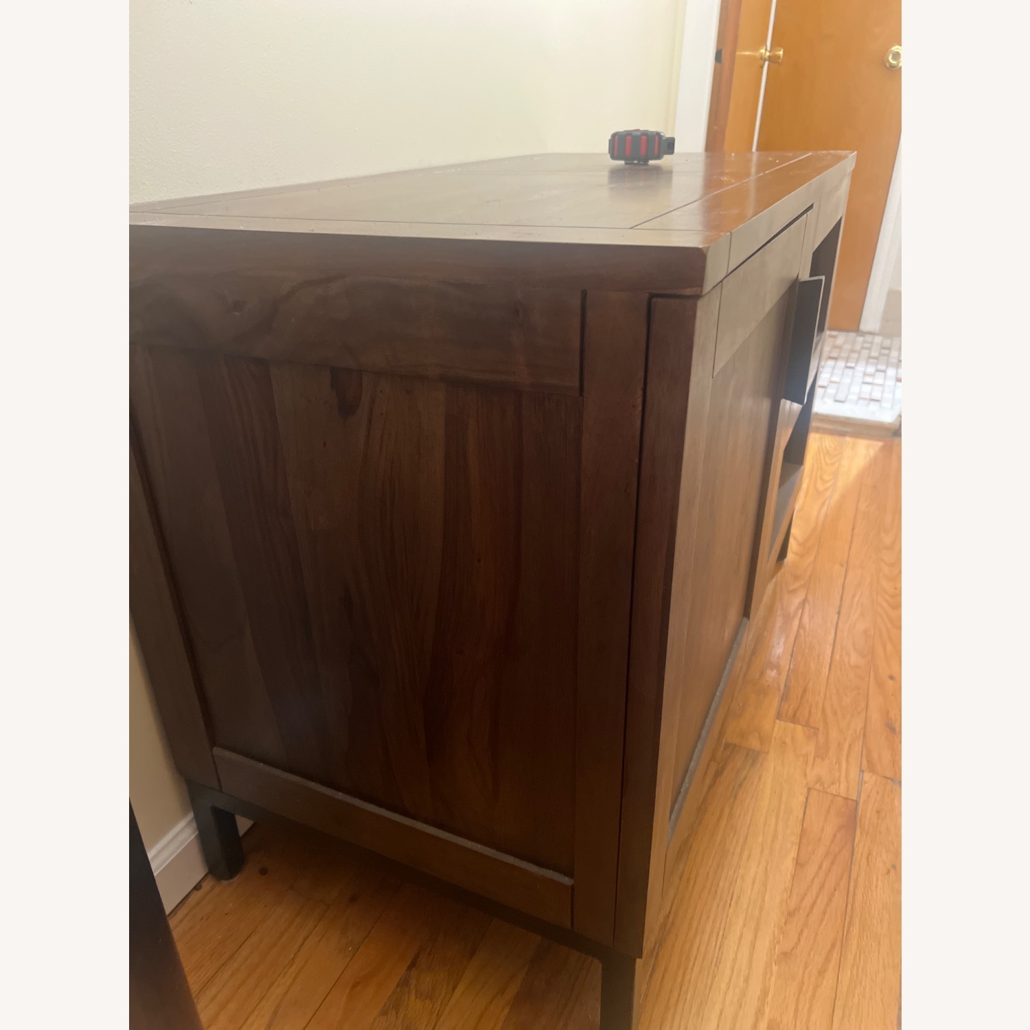 Crate & Barrel Dark Brown Wood Media Storage - image-3