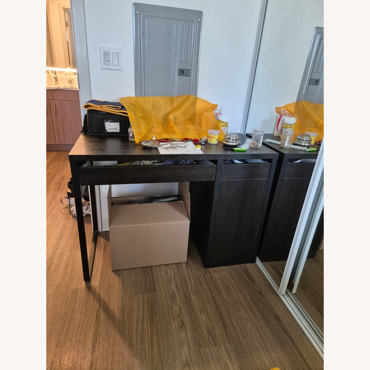 IKEA MICKE Dark Brown Wood Desk - image-1