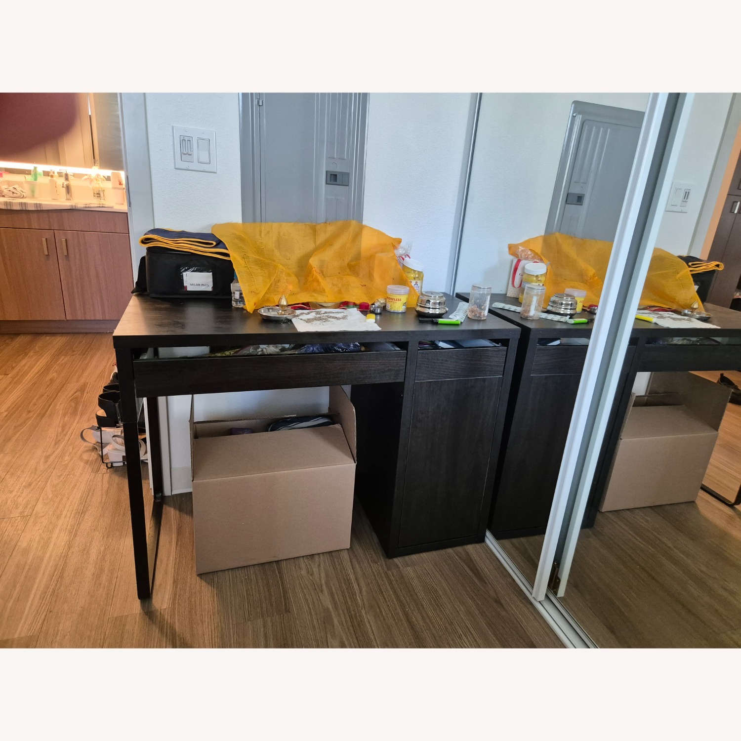 IKEA MICKE Dark Brown Wood Desk - image-2