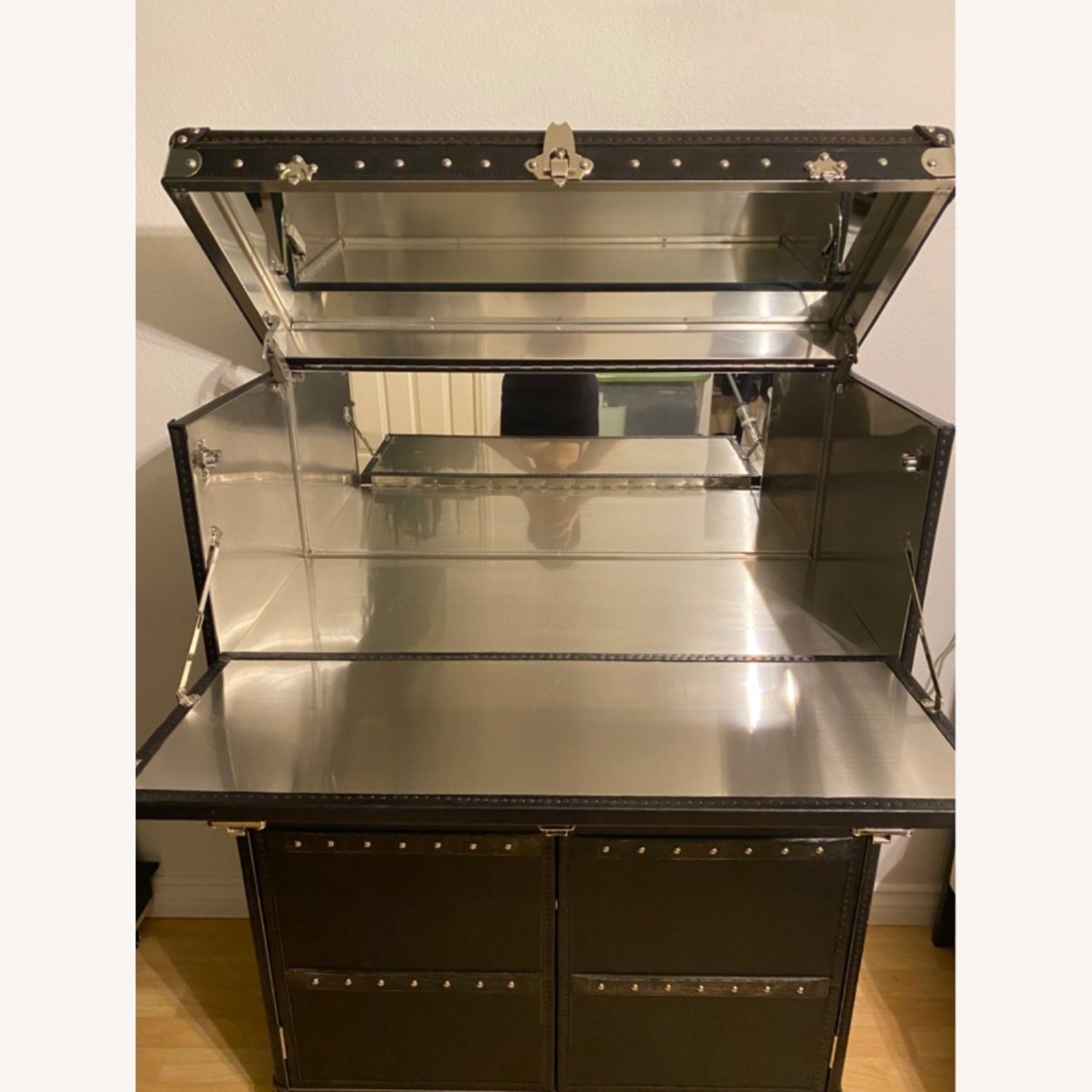 Restoration Hardware Mayfair Bar Cart - Old Saddle Black - image-4