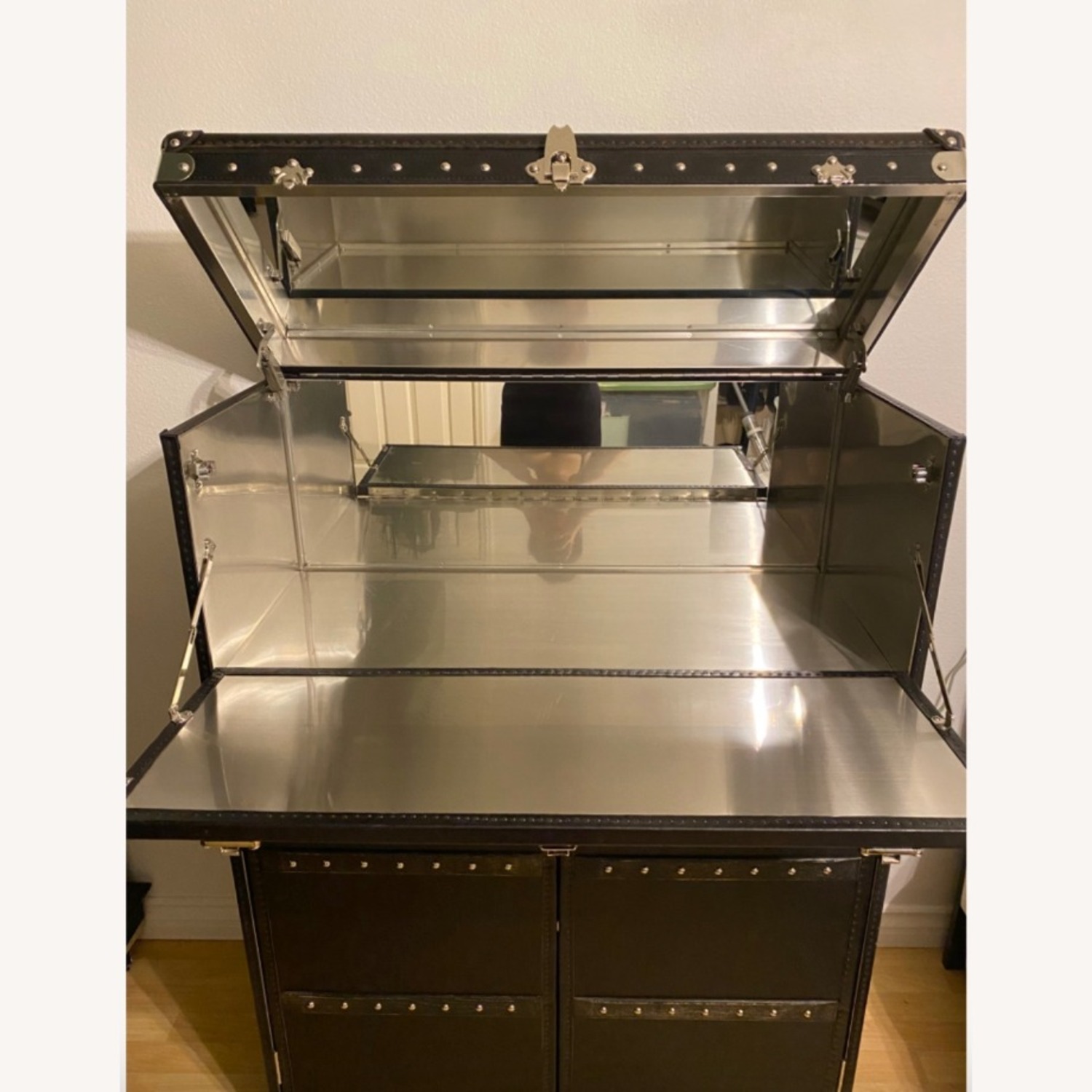 Restoration Hardware Mayfair Bar Cart - Old Saddle Black - image-2