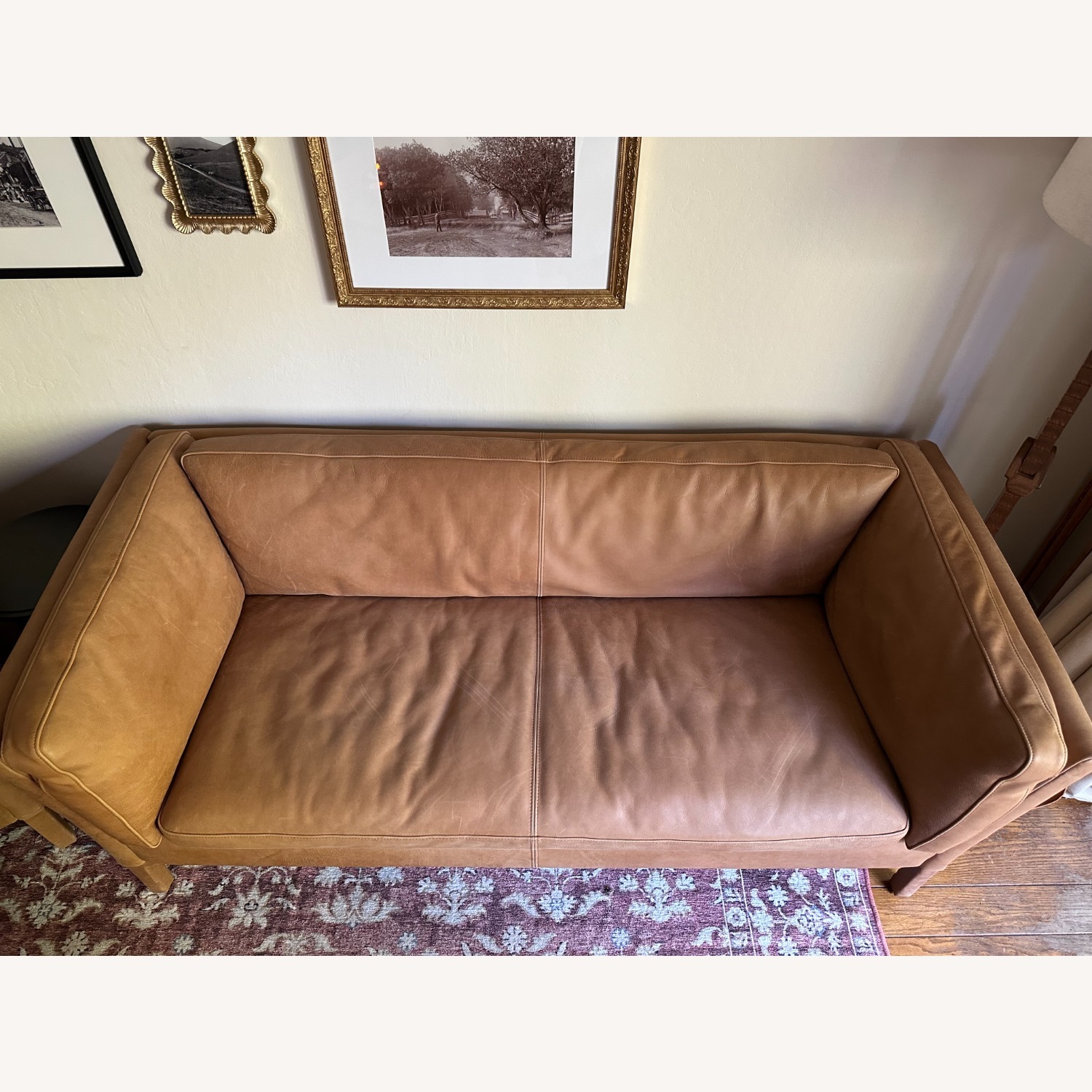 Timothy Oulton Light Brown Leather 3 Seater Sofa - image-2