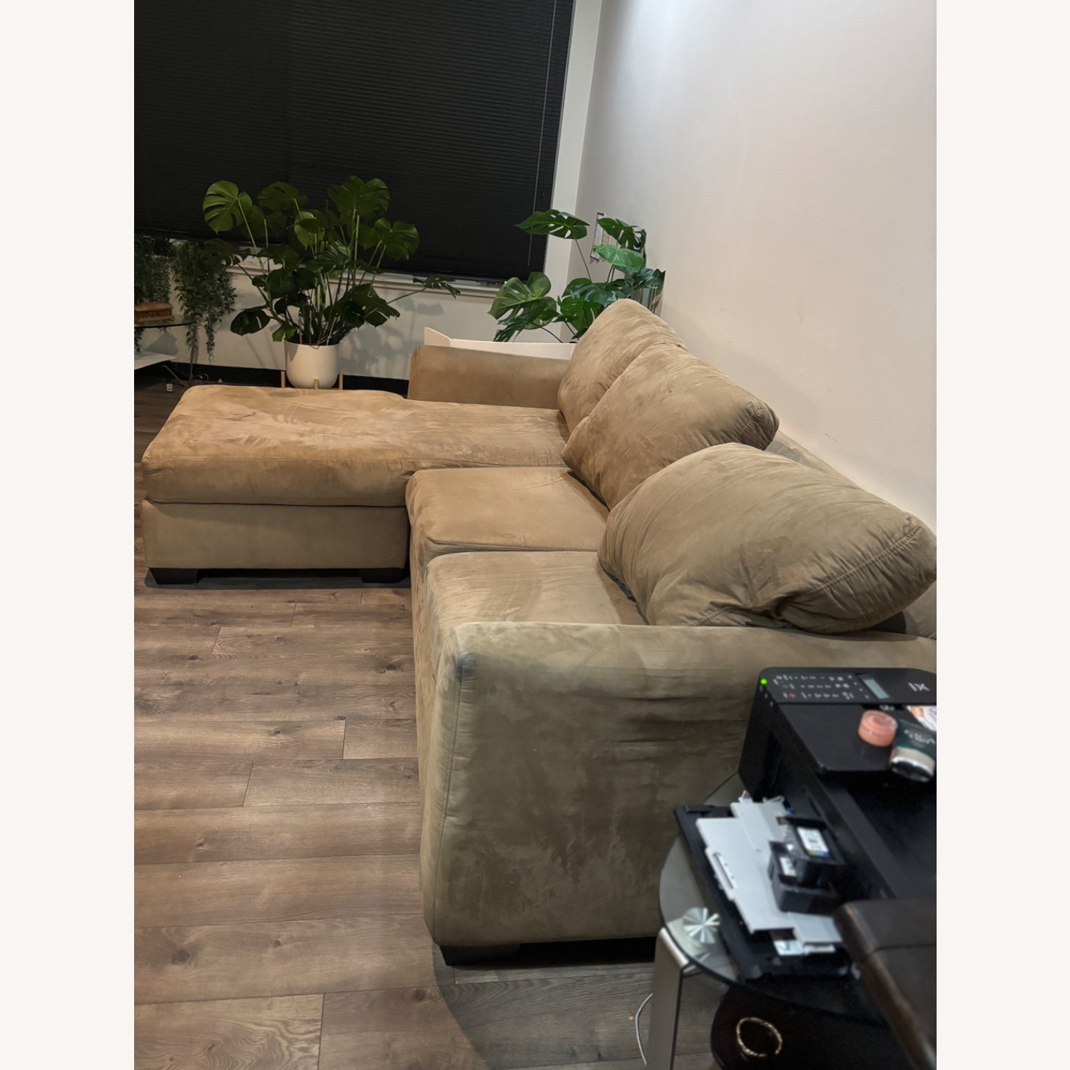 Light Brown Polyurethane 2 Piece Sectional - image-4