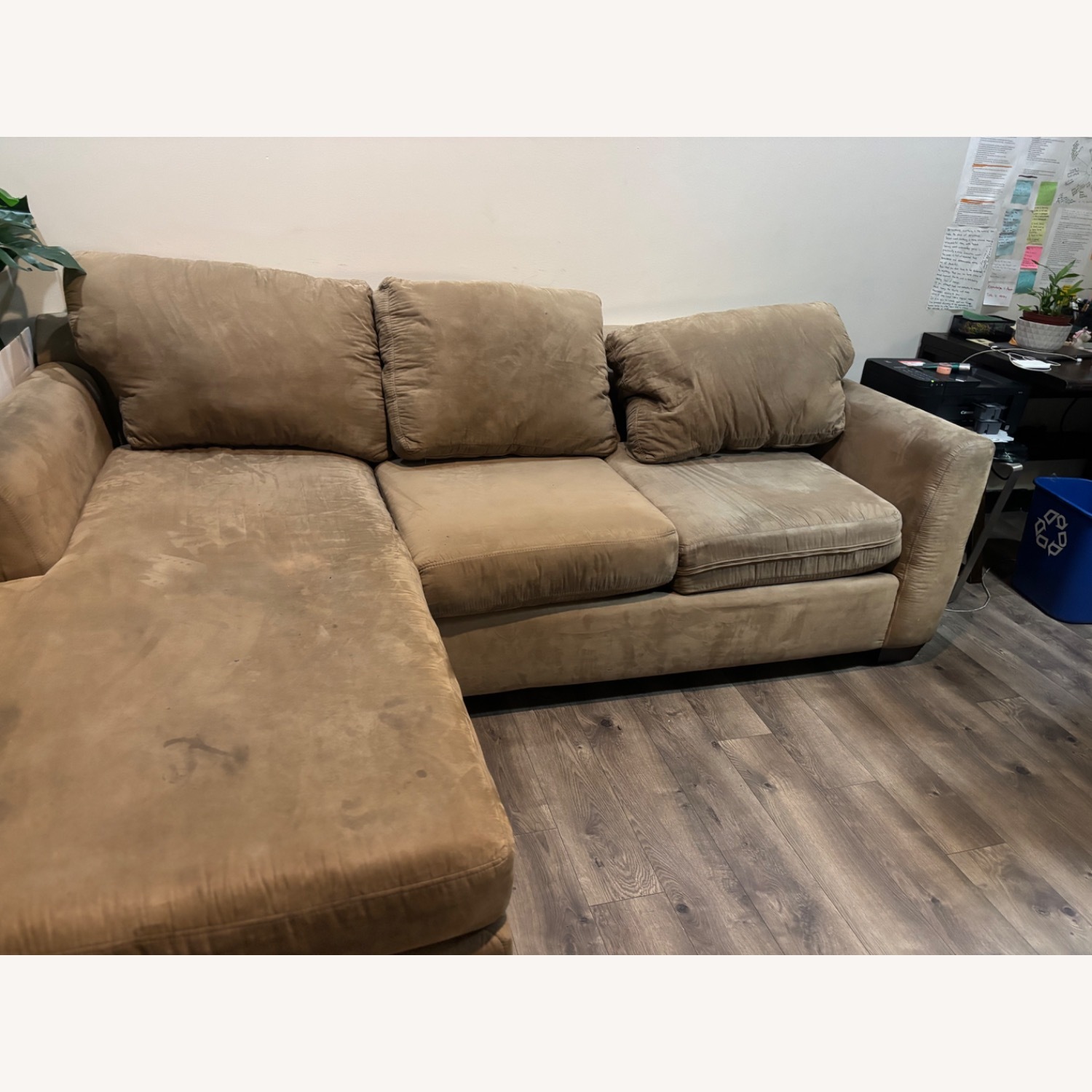 Light Brown Polyurethane 2 Piece Sectional - image-1