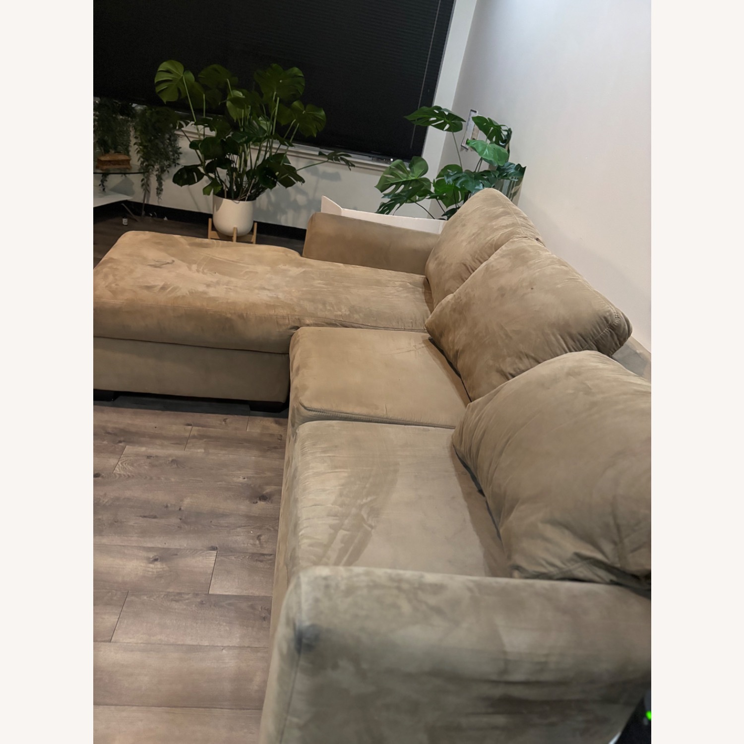 Light Brown Polyurethane 2 Piece Sectional - image-3