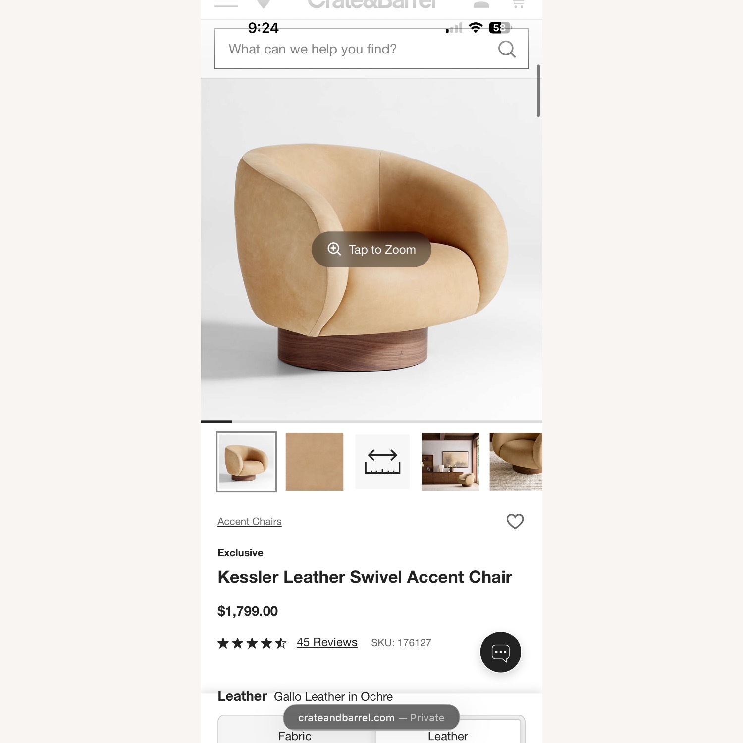 Crate & Barrel Leather Accent Chair - image-3