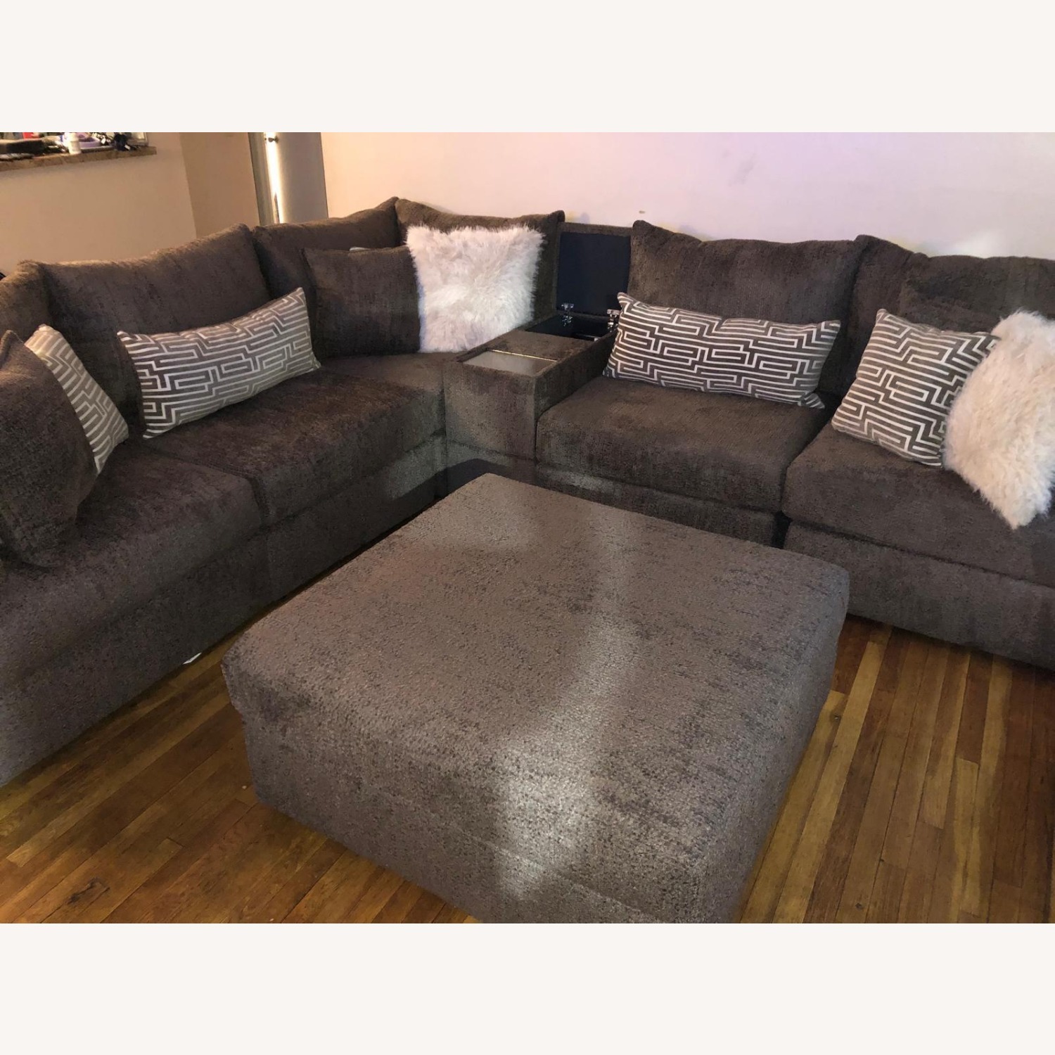 New Dark Brown Fabric 3+ Piece Sectional - image-3