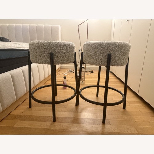 Used CB2 Peg Upholstered Counter Stool Set of 2 for sale on AptDeco