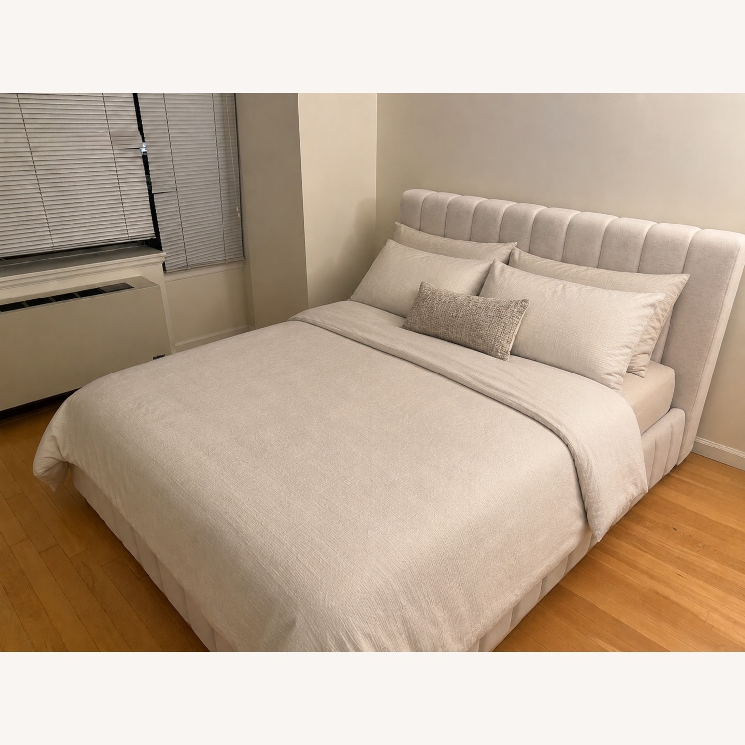 CB2 Forte White Fabric Upholstered Queen Bed - image-1