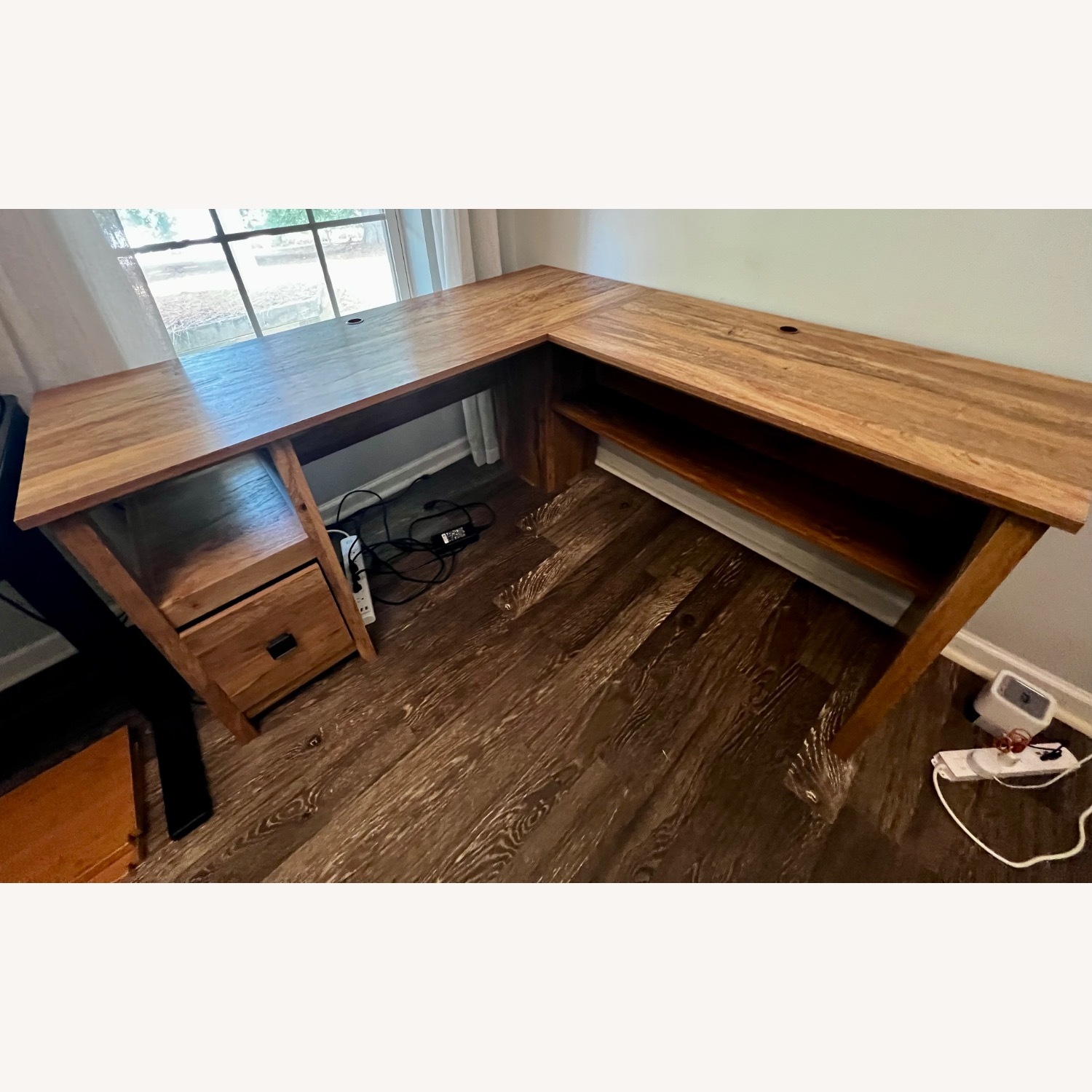 Target Natural Wood Veneer Corner Desk - image-1