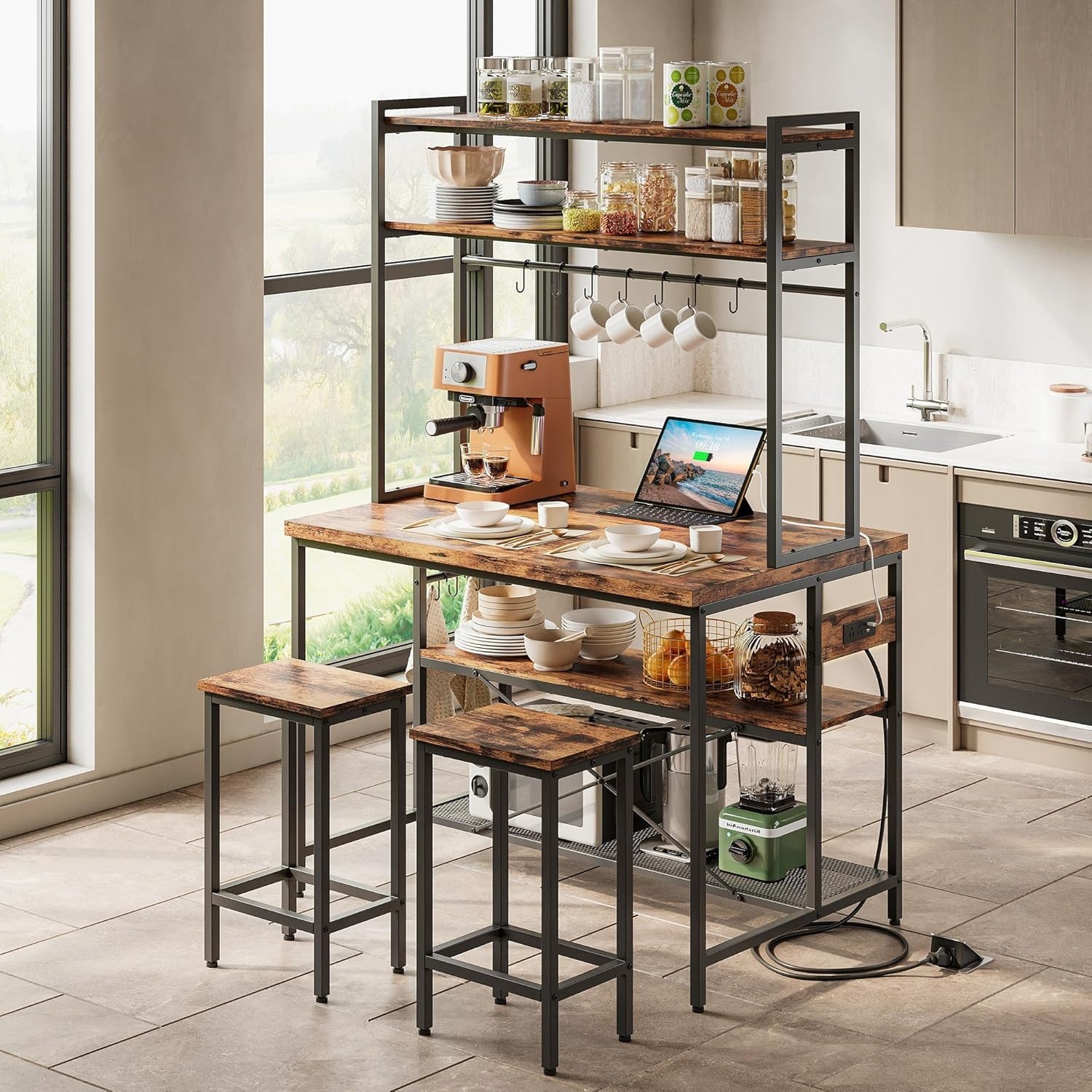 Vintage Kitchen Island with Power Outlets  - image-2