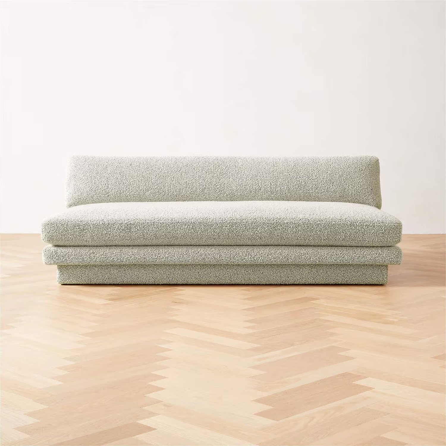 CB2 Plinth Armless Peppered Grey Boucle Sofa  - image-4