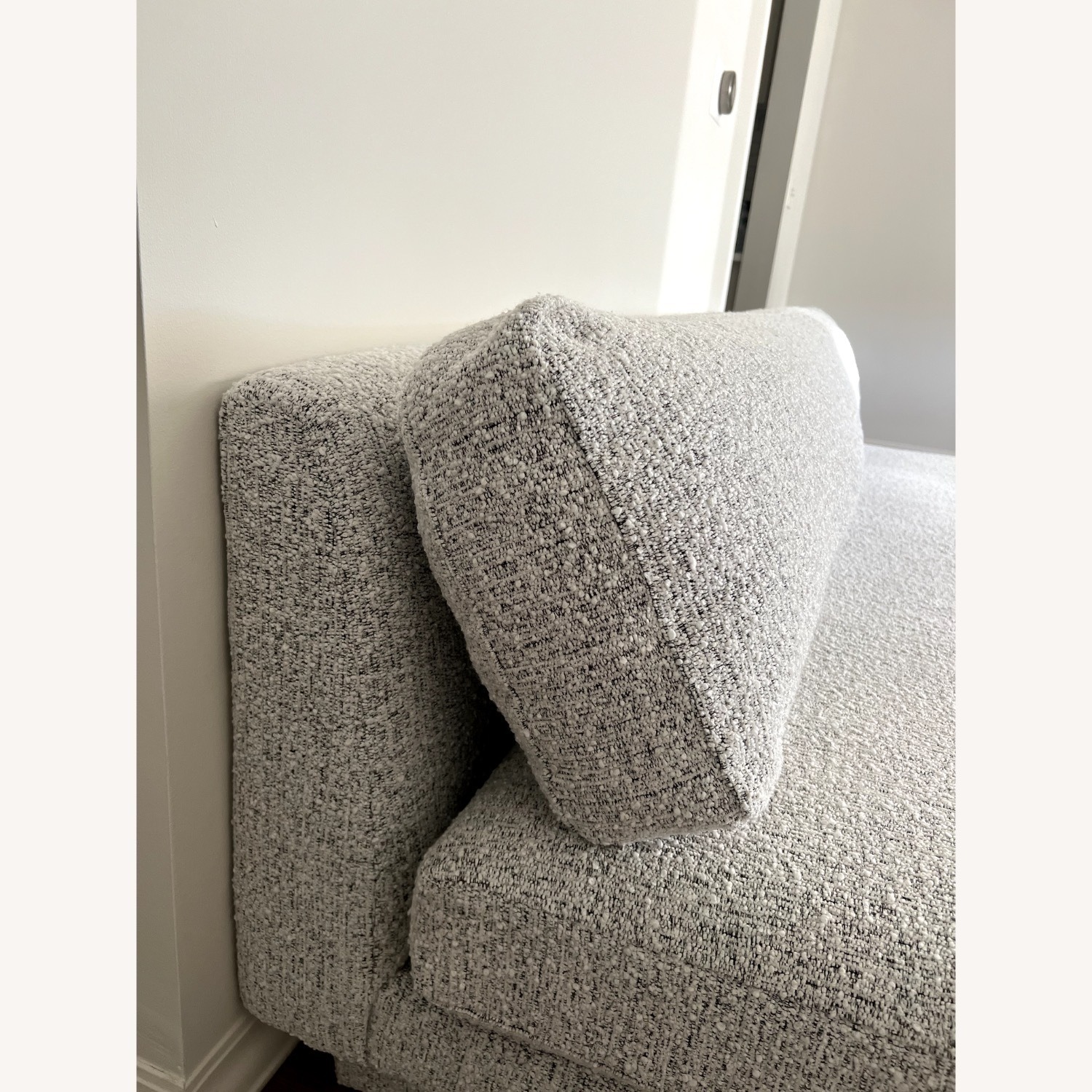 CB2 Plinth Armless Peppered Grey Boucle Sofa  - image-3