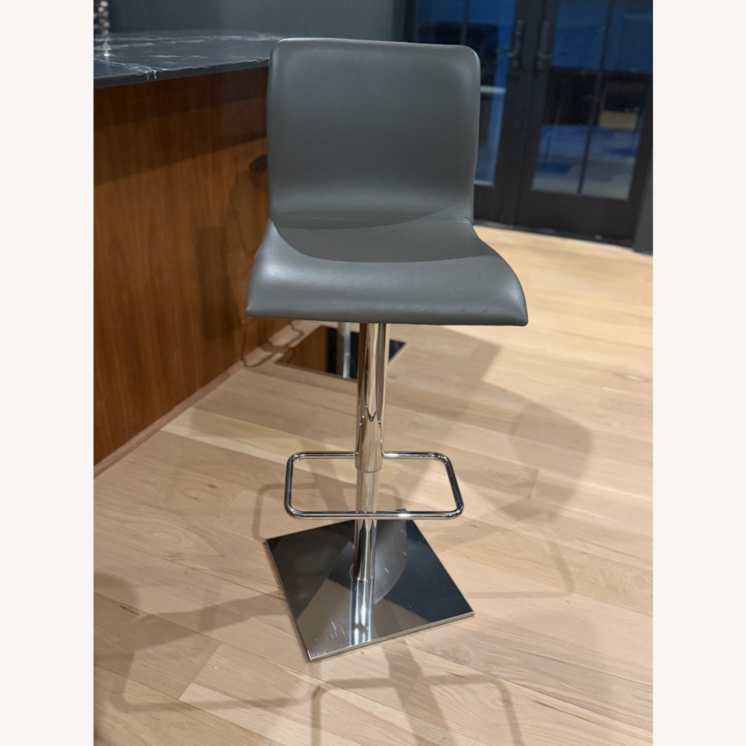 Cantoni Toro Light Gray Leather Stool - image-2