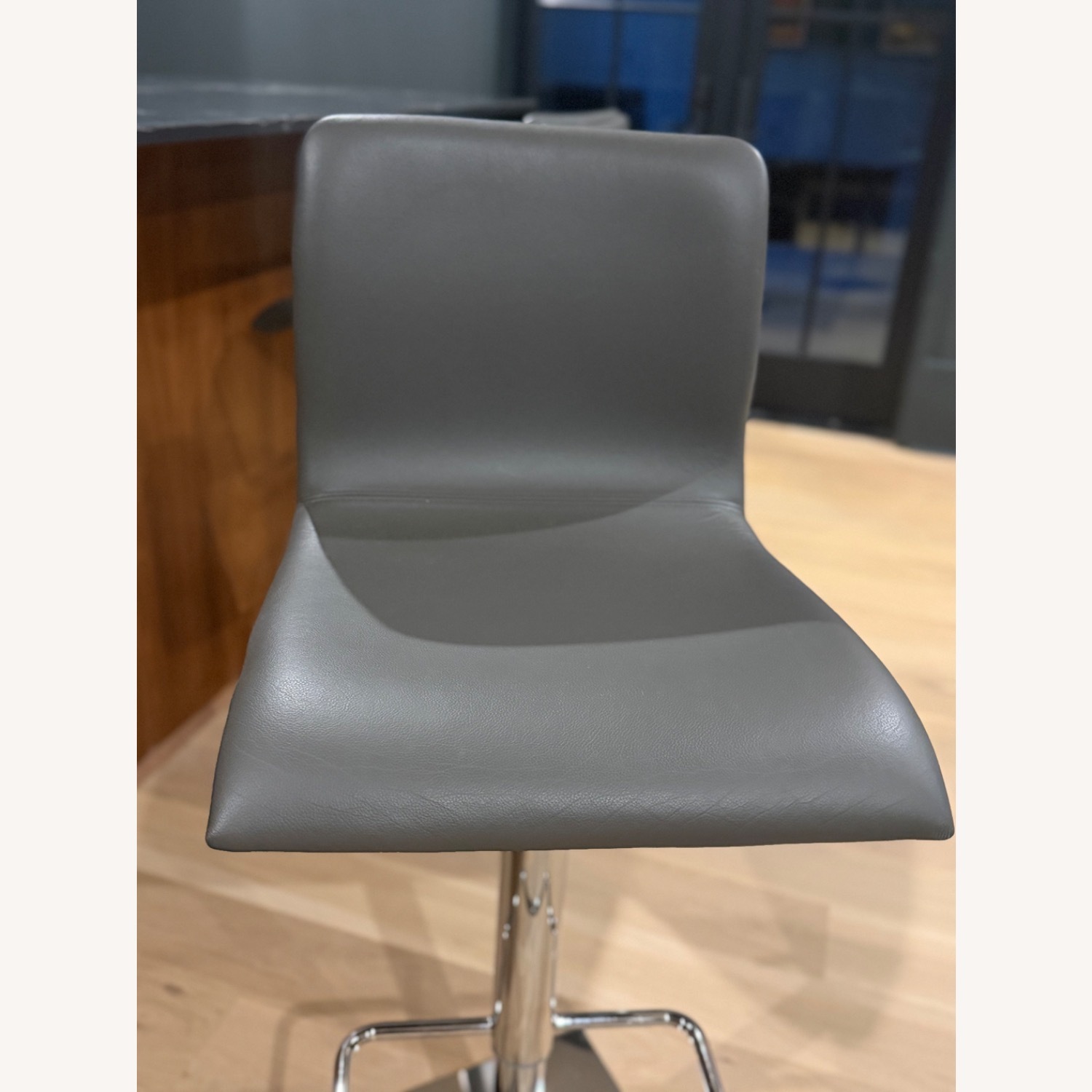 Cantoni Toro Light Gray Leather Stool - image-4