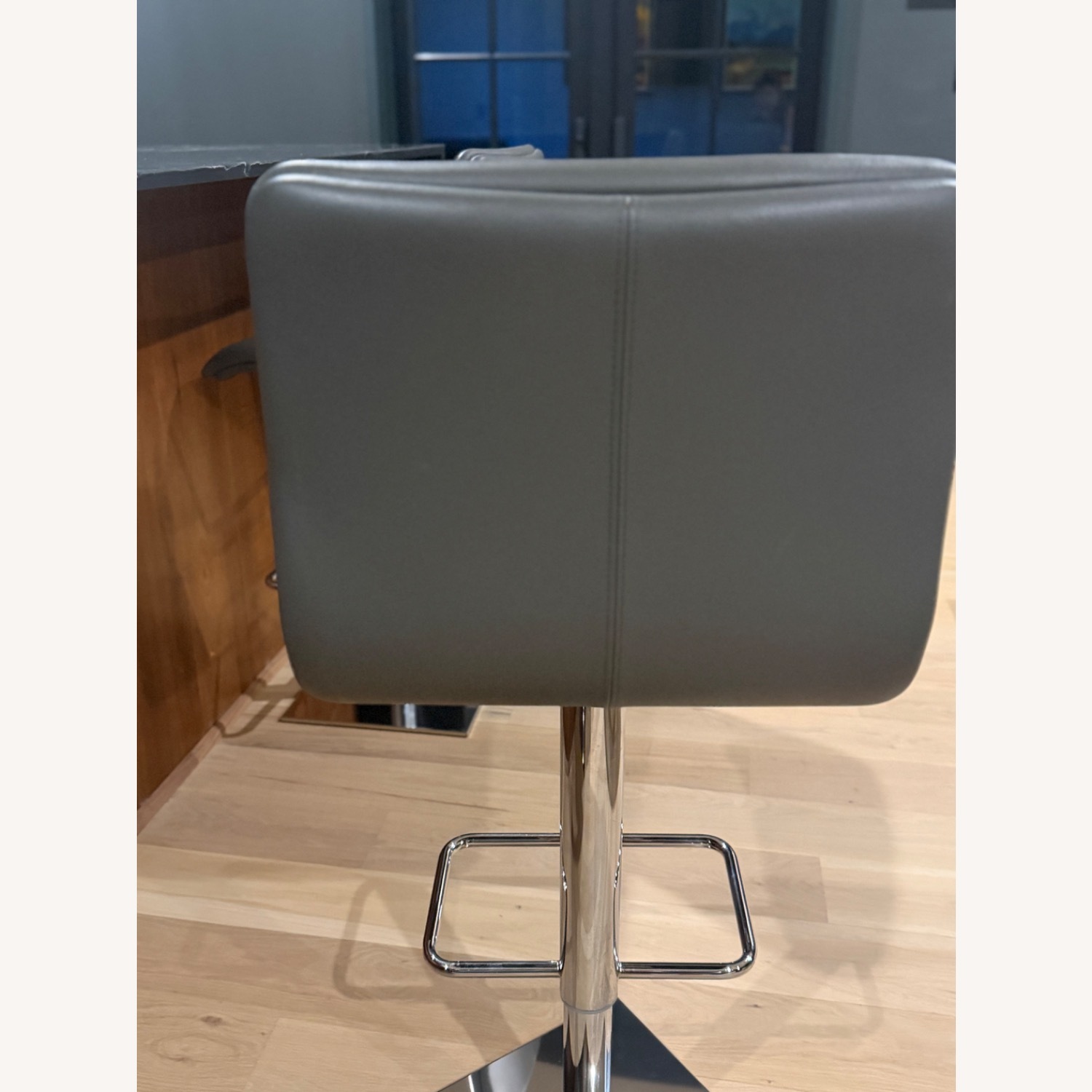 Cantoni Toro Light Gray Leather Stool - image-5