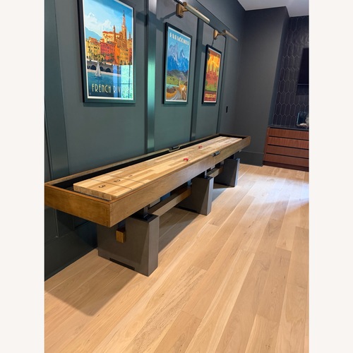 Used Barrington 12ft Urban Shuffleboard Table, Solid Wood Playfield, 8 Pucks for sale on AptDeco