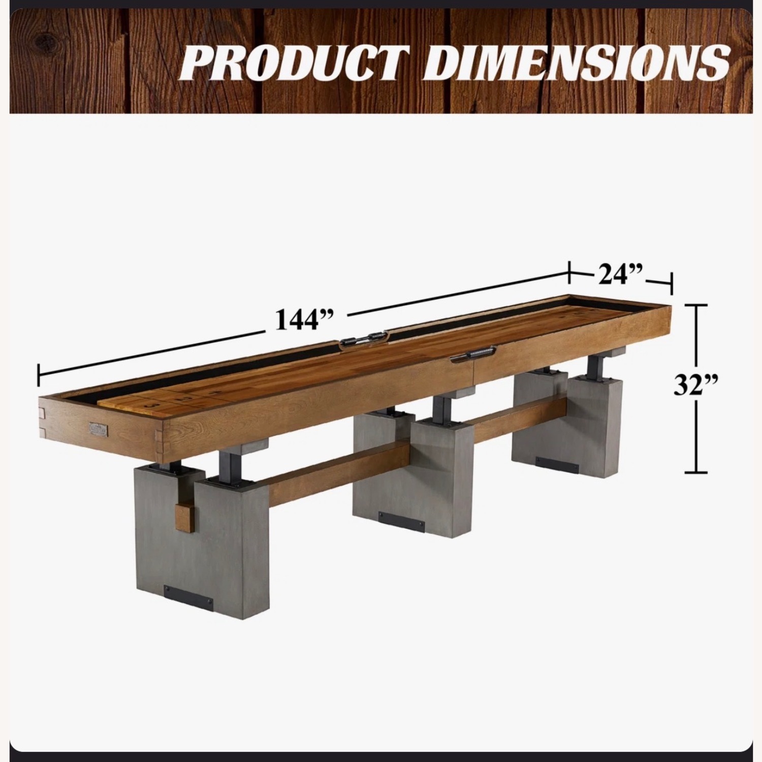 Barrington 12ft Urban Shuffleboard Table, Solid Wood Playfield, 8 Pucks - image-5