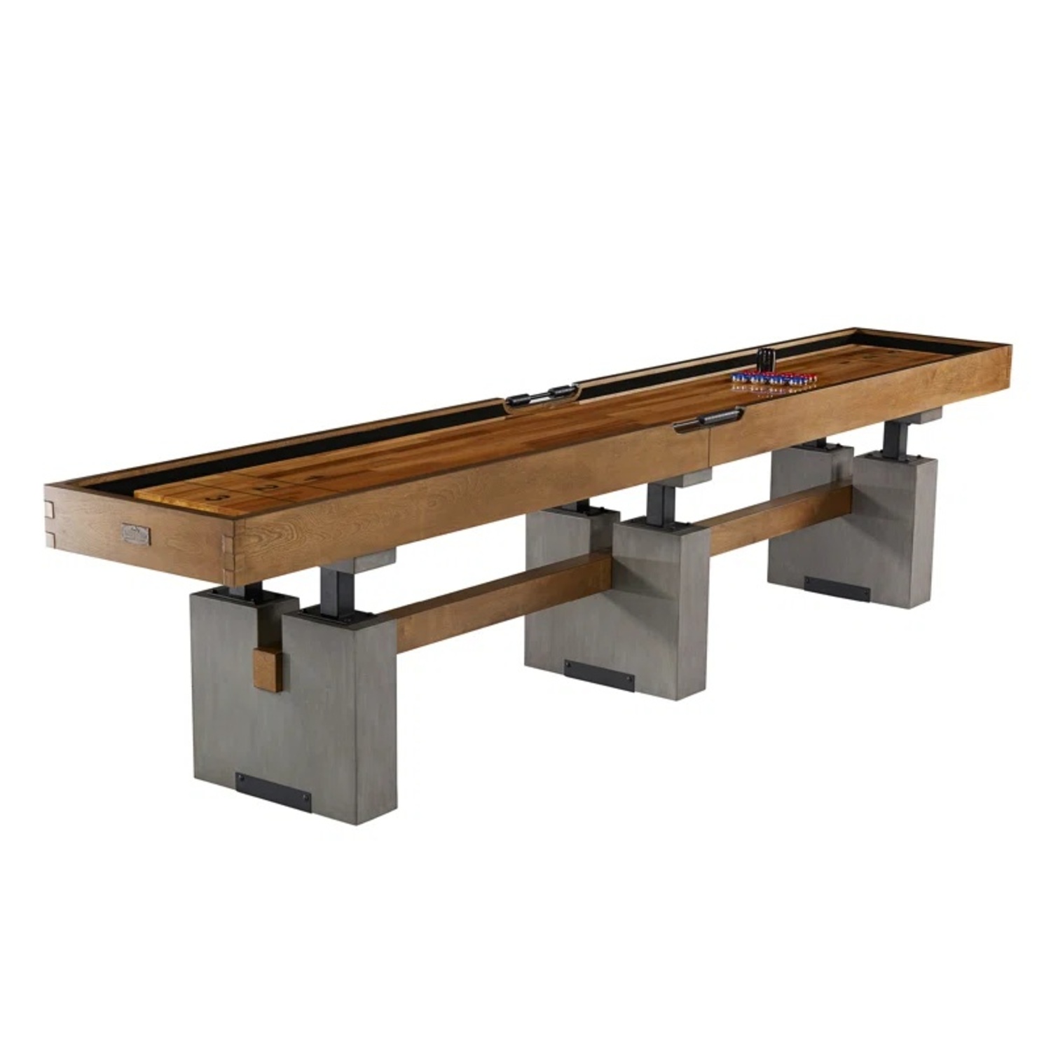 Barrington 12ft Urban Shuffleboard Table, Solid Wood Playfield, 8 Pucks - image-8