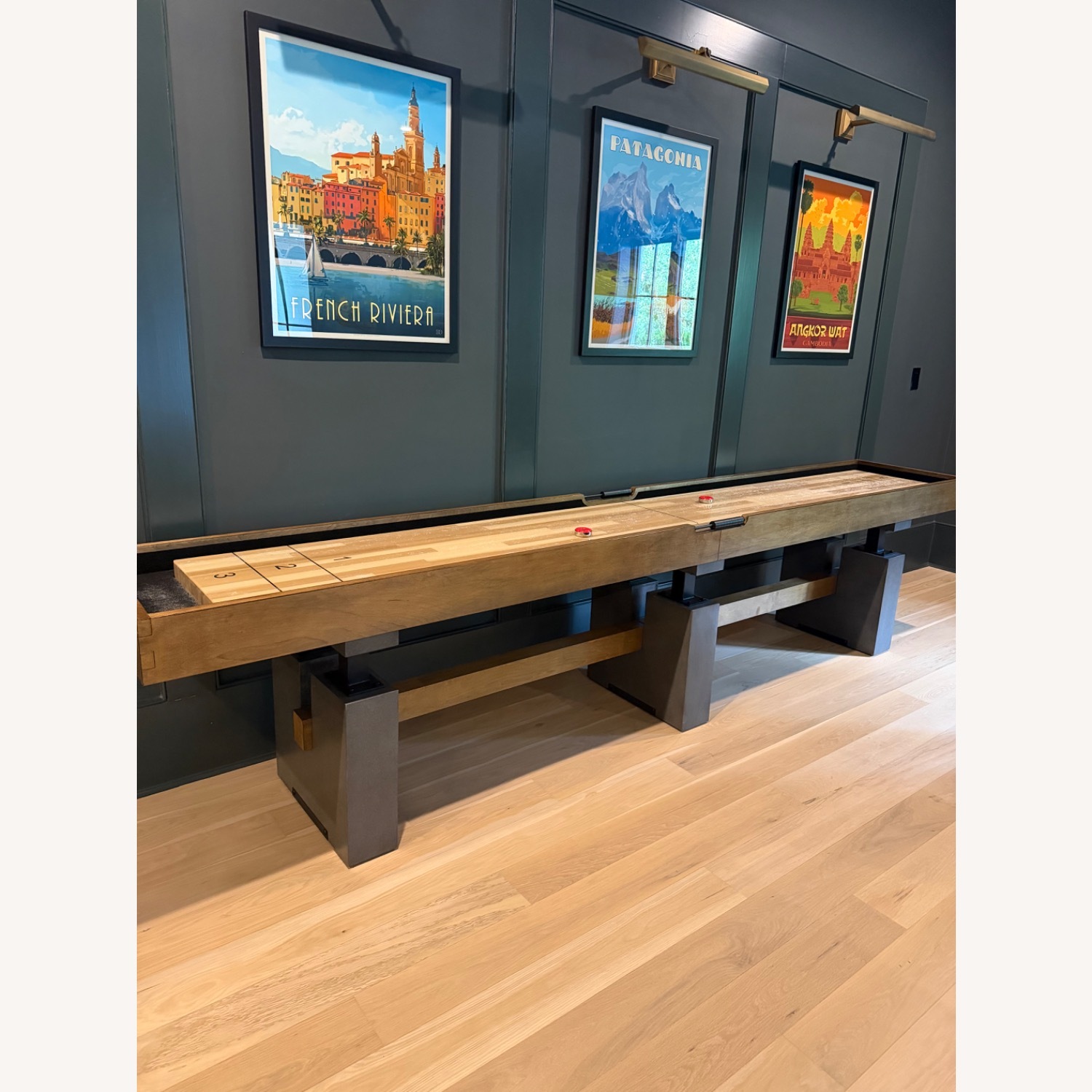 Barrington 12ft Urban Shuffleboard Table, Solid Wood Playfield, 8 Pucks - image-3