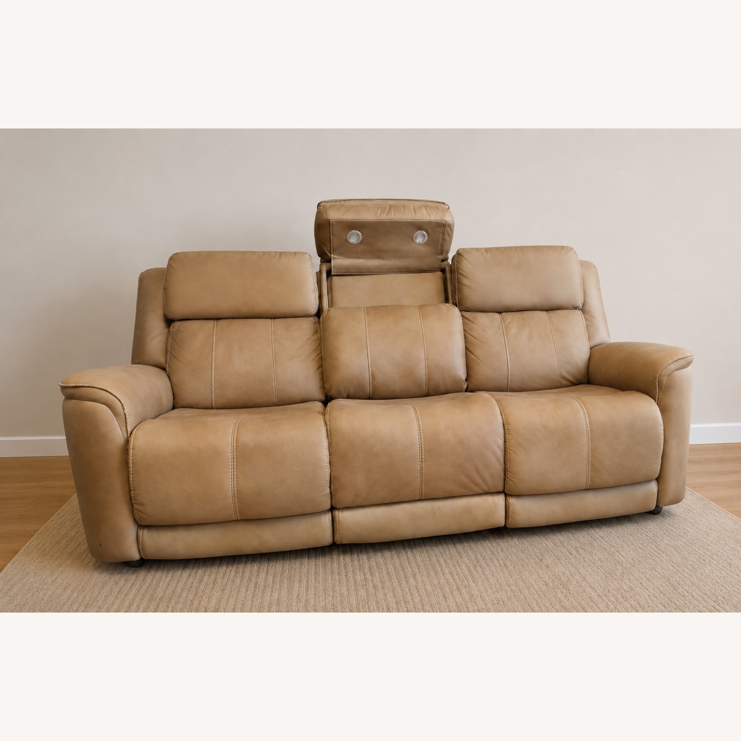 Living Spaces Light Brown 3+ Seater Sofa - image-1