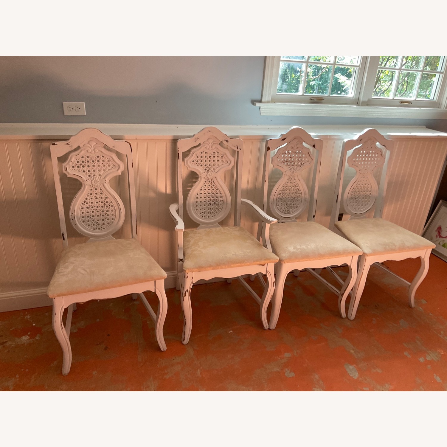 Vintage White Wood Dining Chairs - image-1