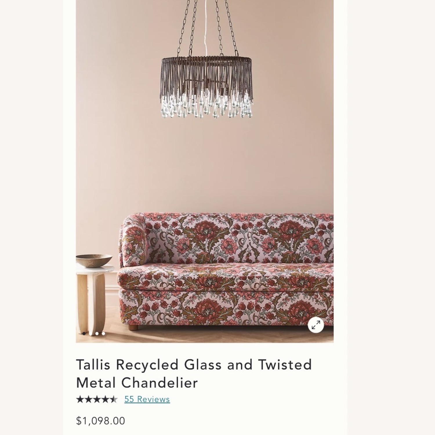 Anthropologie Tallis Glass and Metal Chandelier - image-5