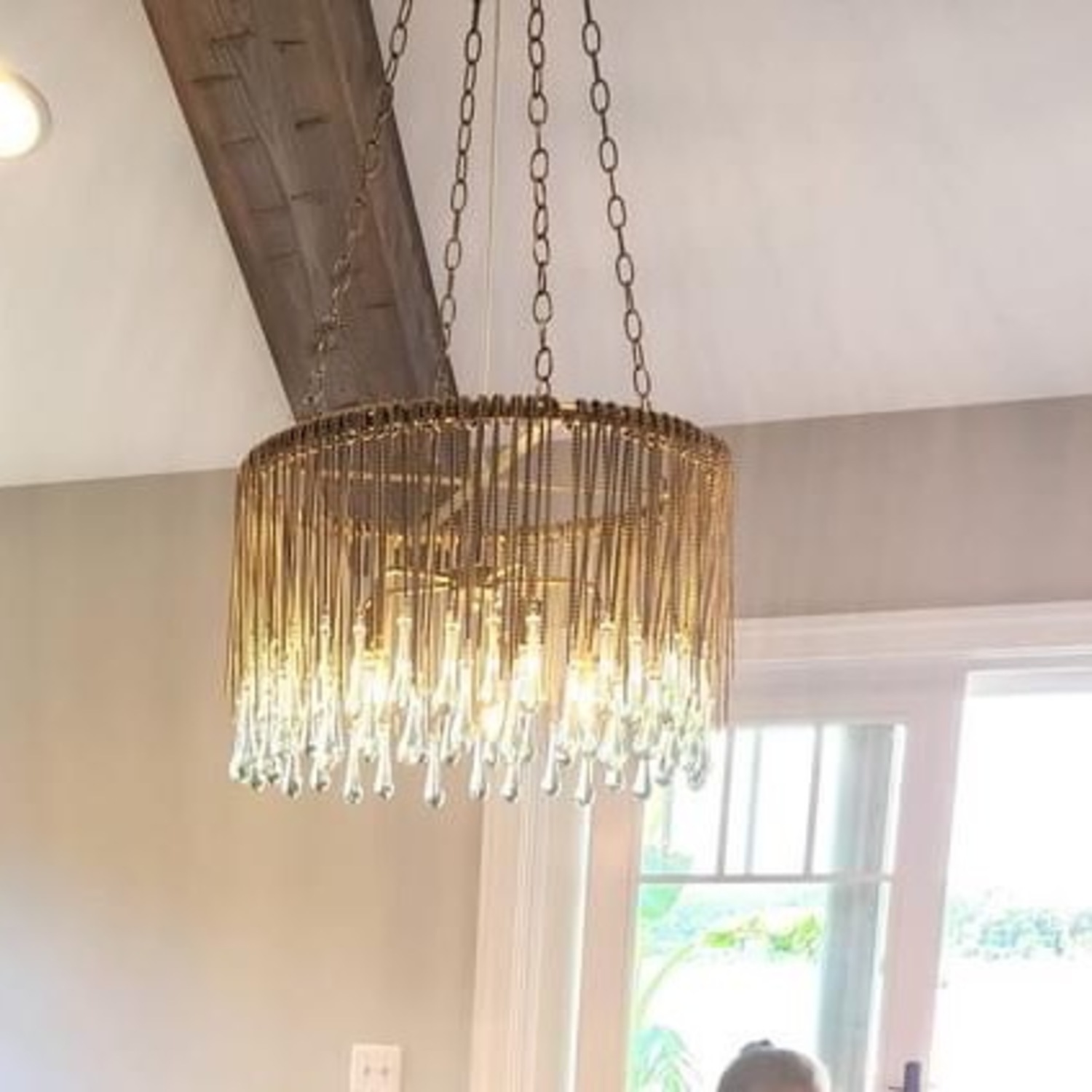 Anthropologie Tallis Glass and Metal Chandelier - image-9