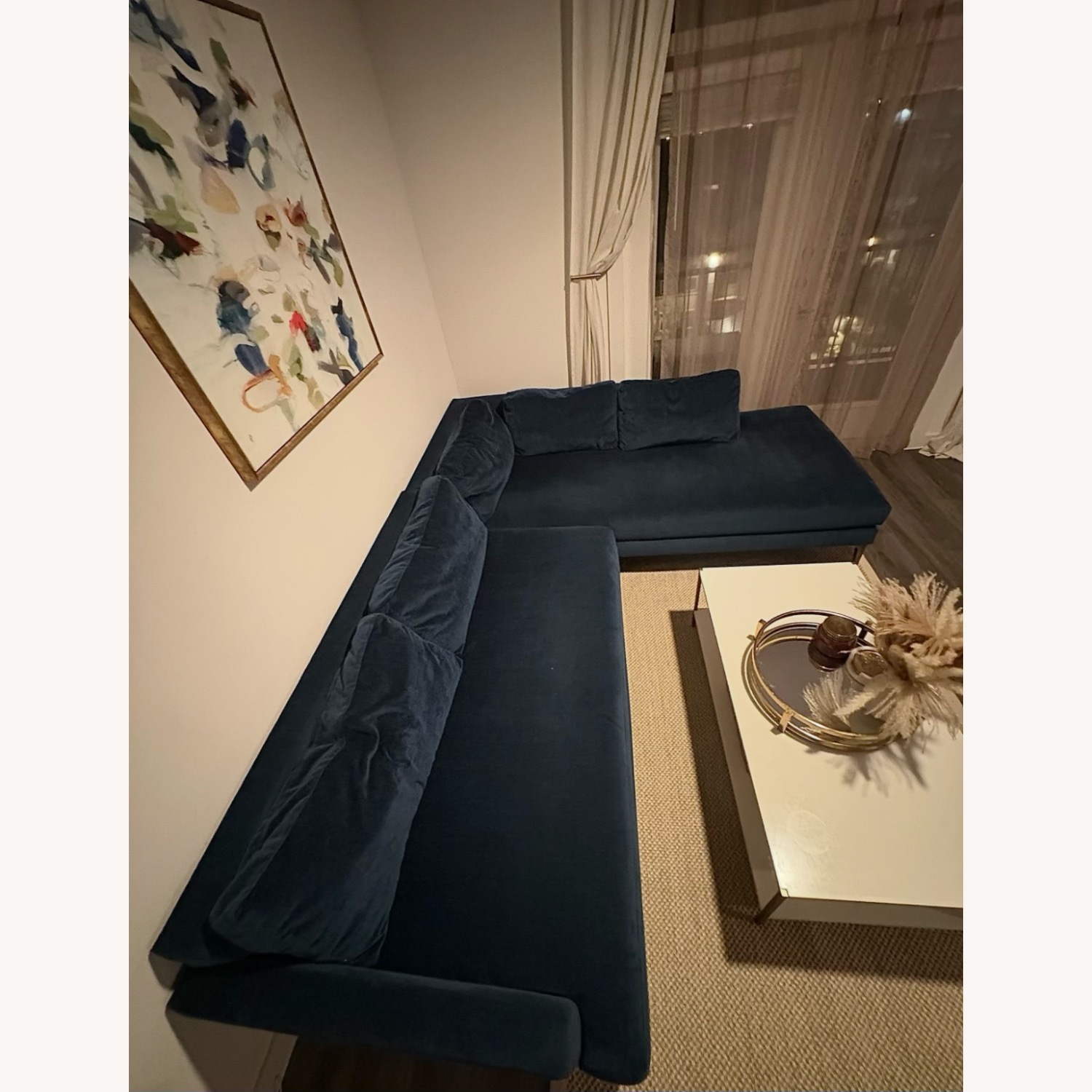 West Elm Andes Blue Fabric 2 Piece Sectional - image-2