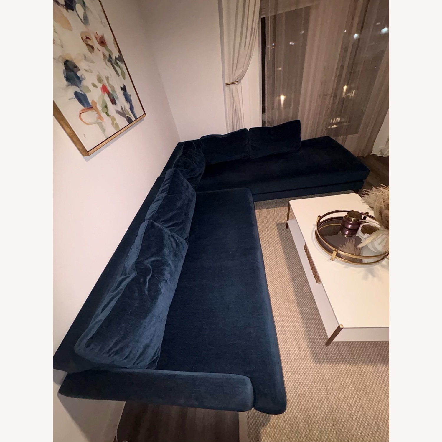 West Elm Andes Blue Fabric 2 Piece Sectional - image-7