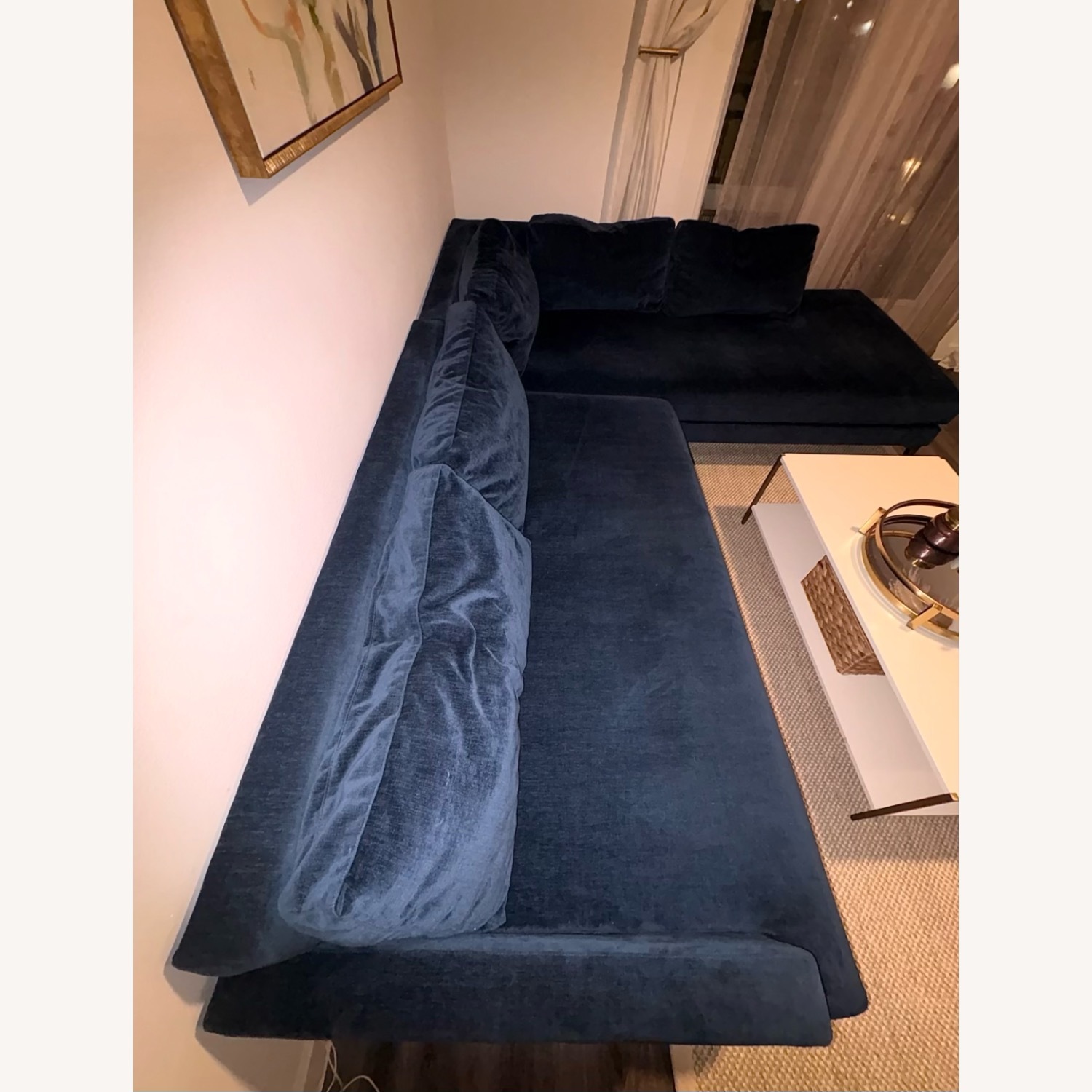 West Elm Andes Blue Fabric 2 Piece Sectional - image-1
