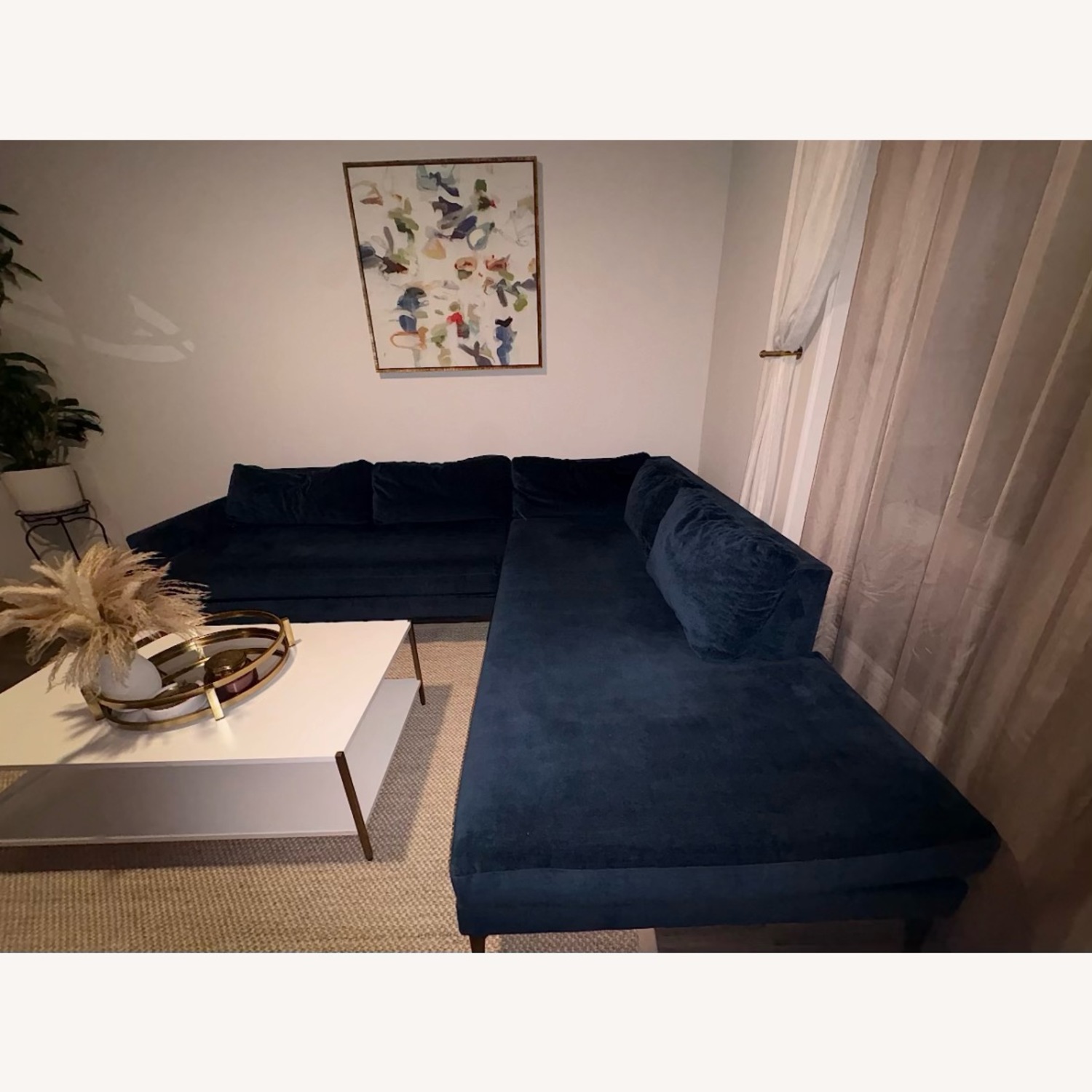 West Elm Andes Blue Fabric 2 Piece Sectional - image-5