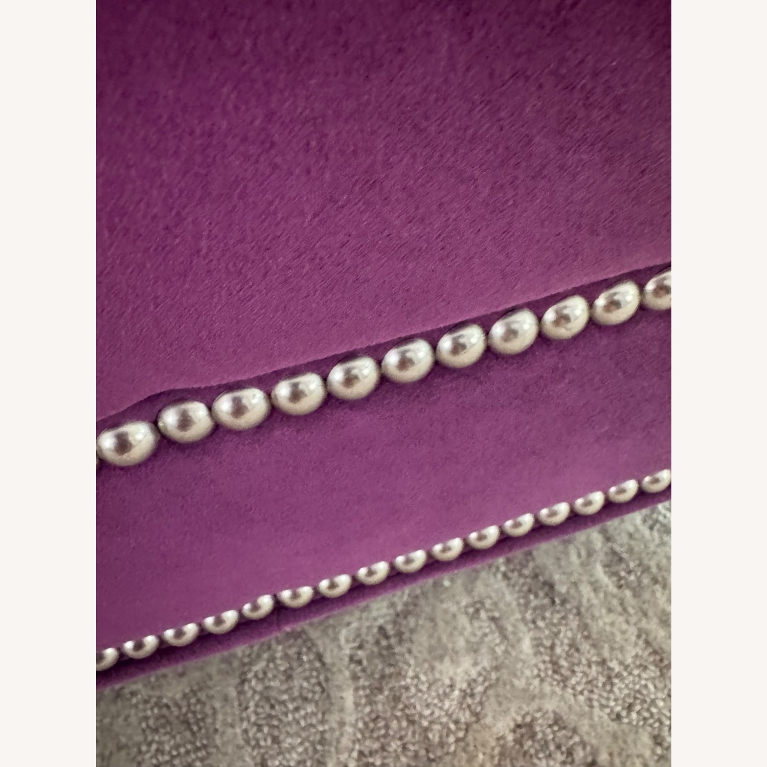 Ethan Allen Purple Fabric Ottoman - image-2