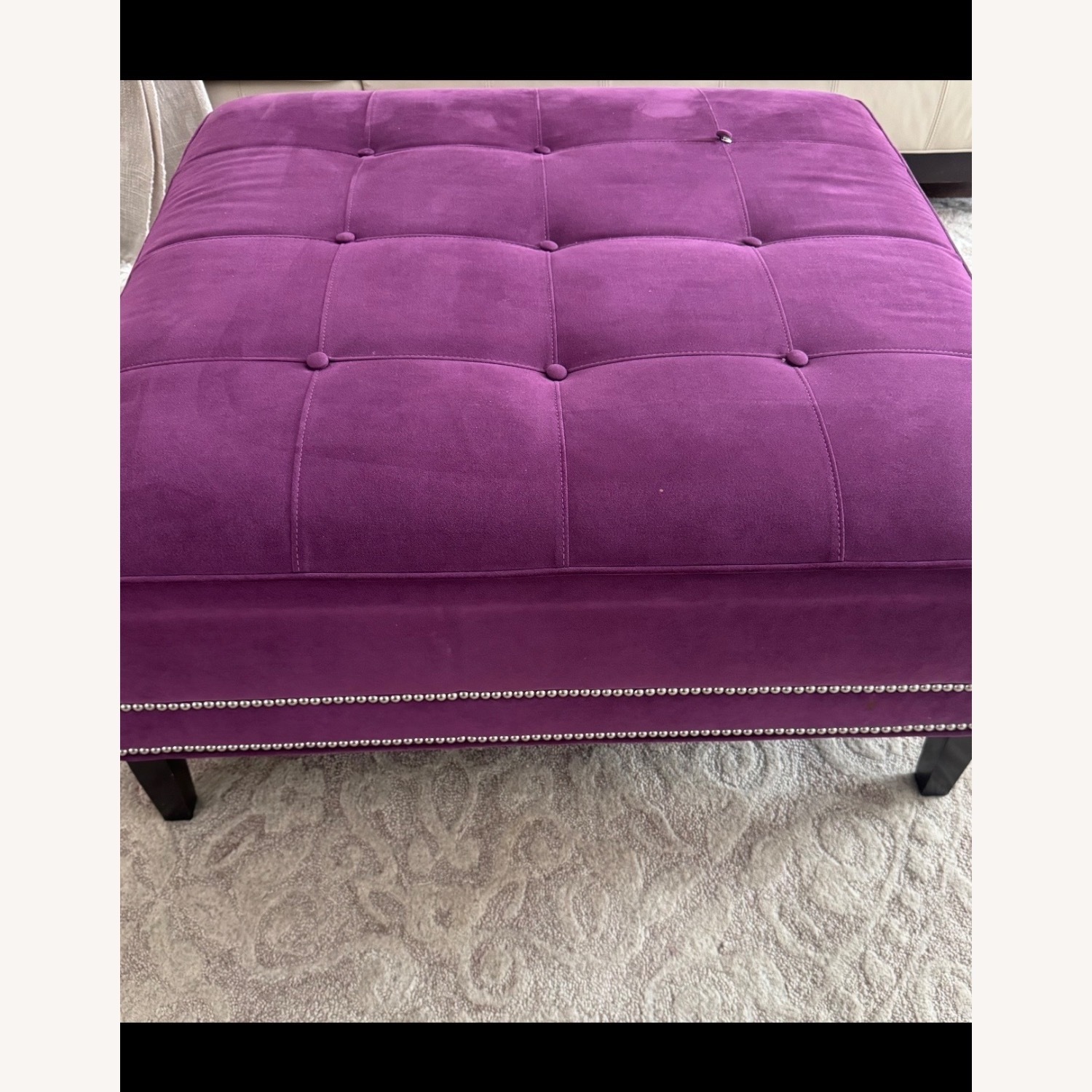 Ethan Allen Purple Fabric Ottoman - image-4