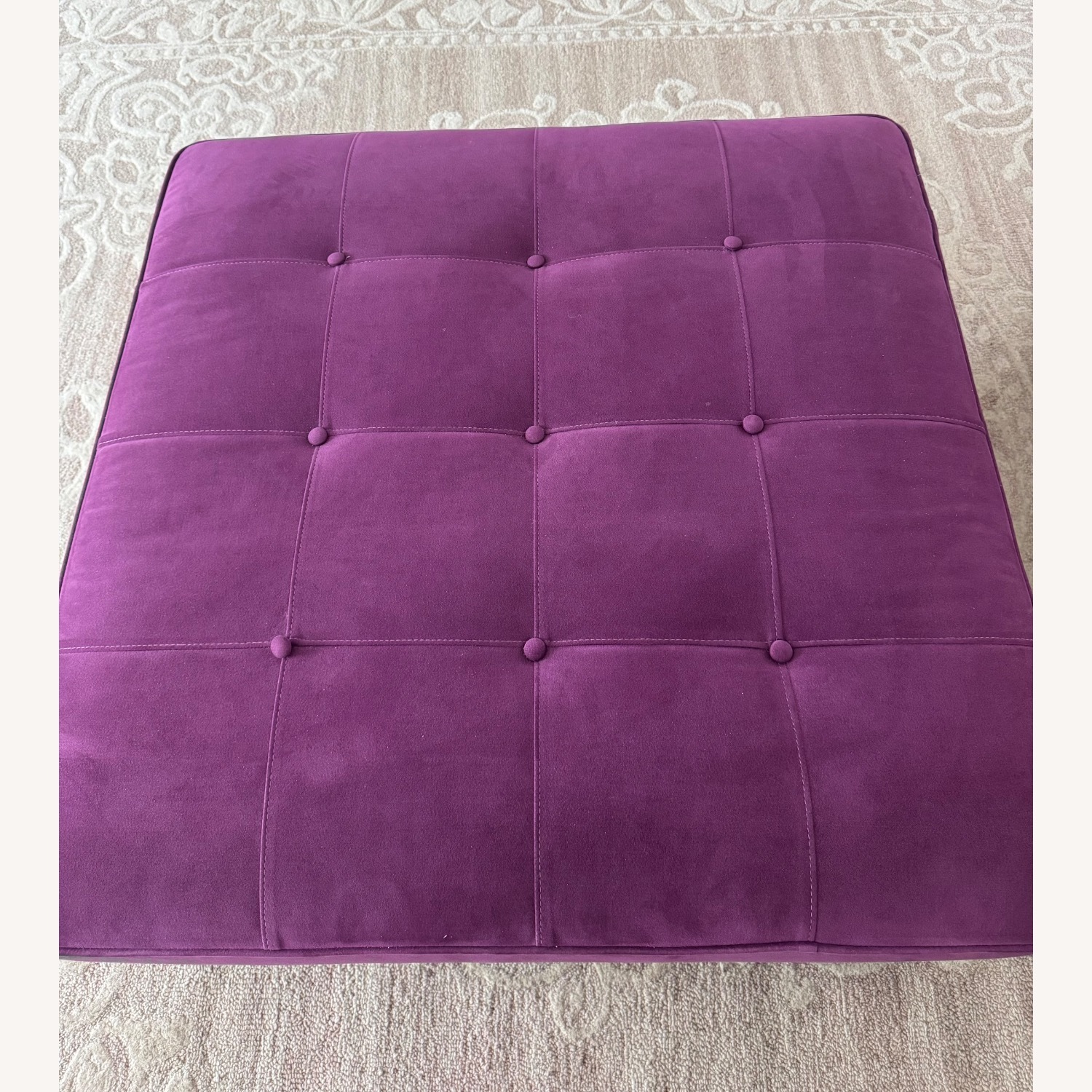 Ethan Allen Purple Fabric Ottoman - image-3