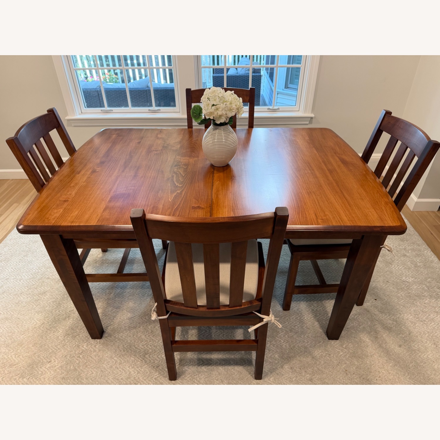 Dark Brown Wood Dining Set - image-1