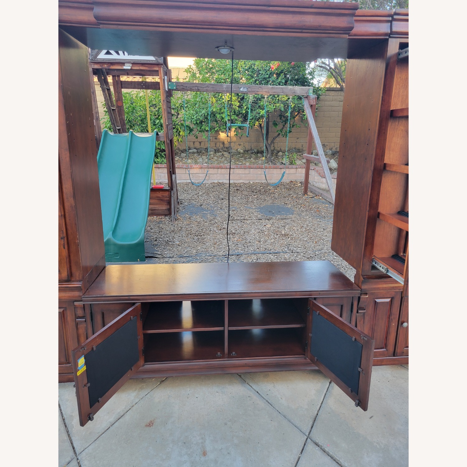 Oak & Walnut Solid Wood Entertainment Center  - image-16