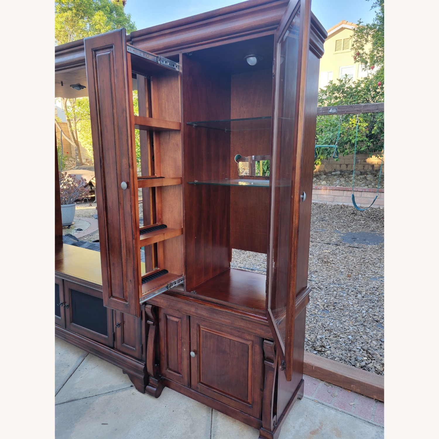 Oak & Walnut Solid Wood Entertainment Center  - image-4