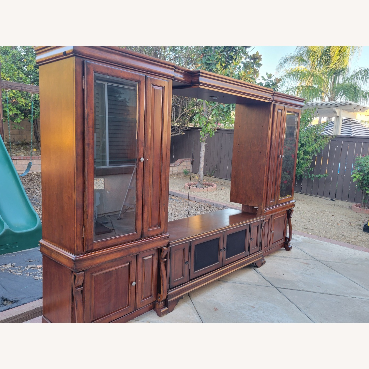 Oak & Walnut Solid Wood Entertainment Center  - image-2