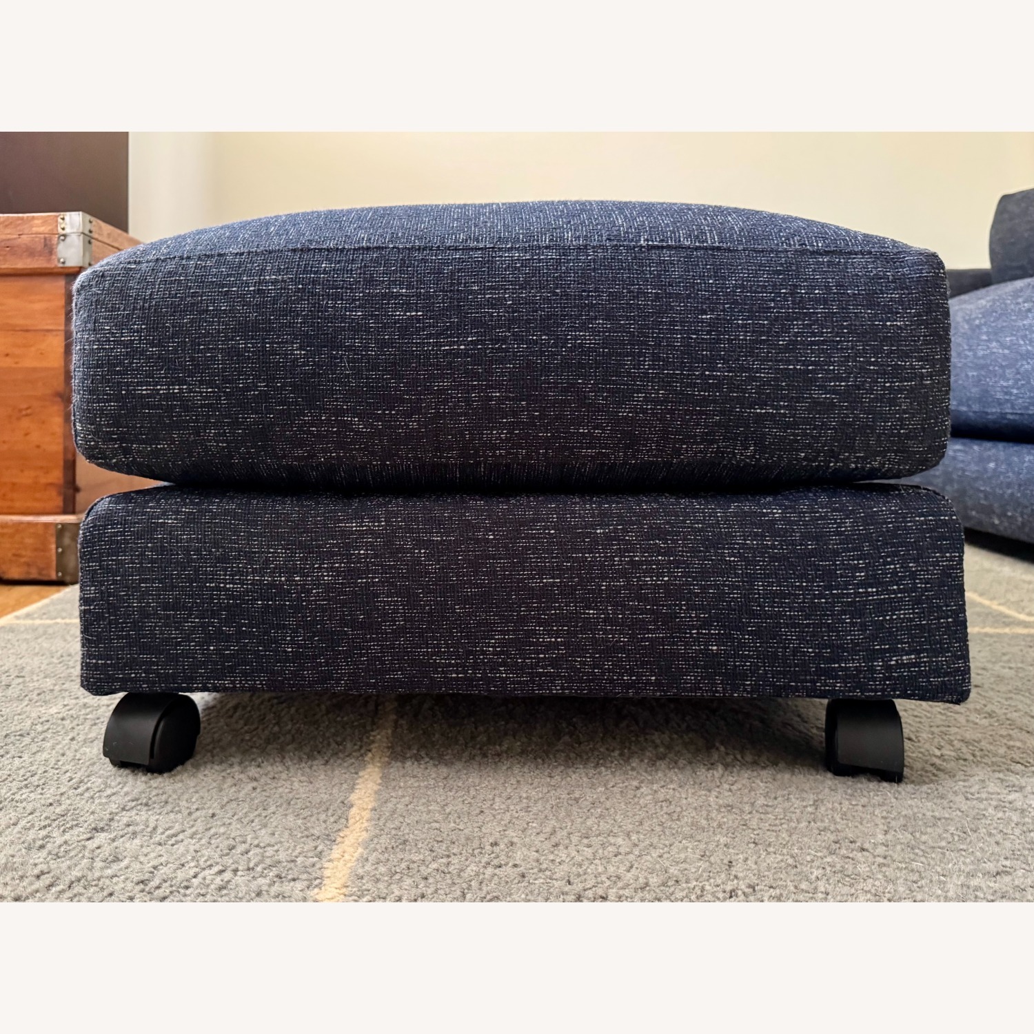 West Elm Haven Blue Fabric Ottoman - image-3