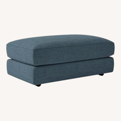 Used West Elm Haven Blue Fabric Ottoman for sale on AptDeco