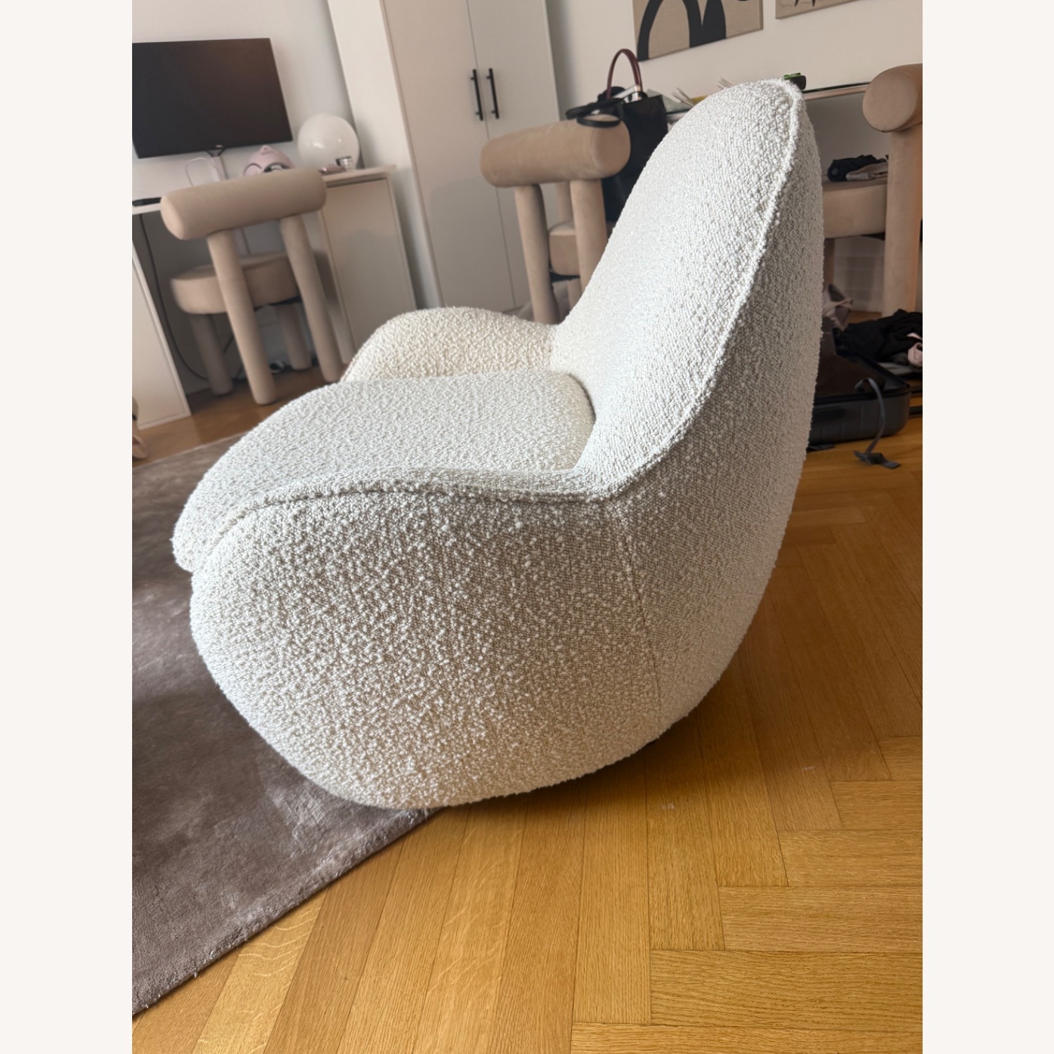 Poly and Bark Nova White Boucle Accent Swivel Chair - image-3