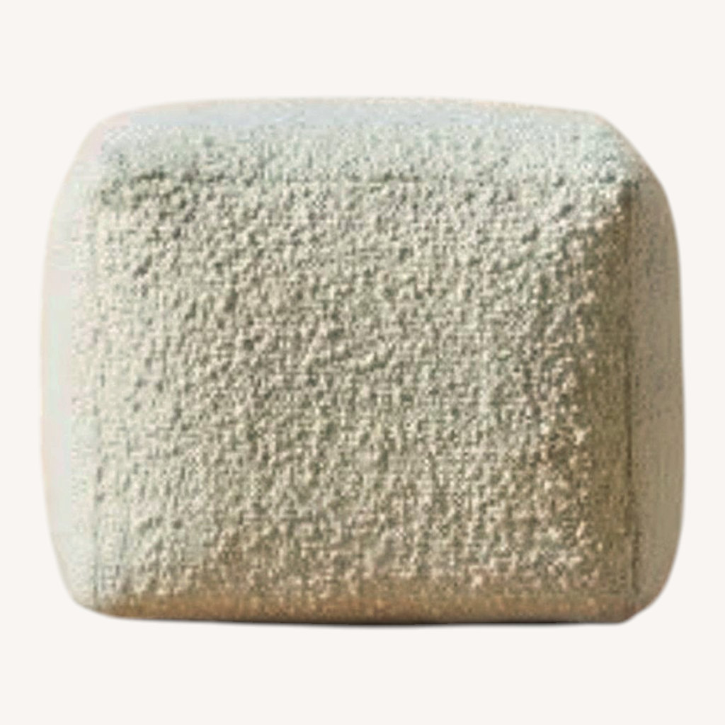 Image of CB2 Boucle Ivory White Pouf